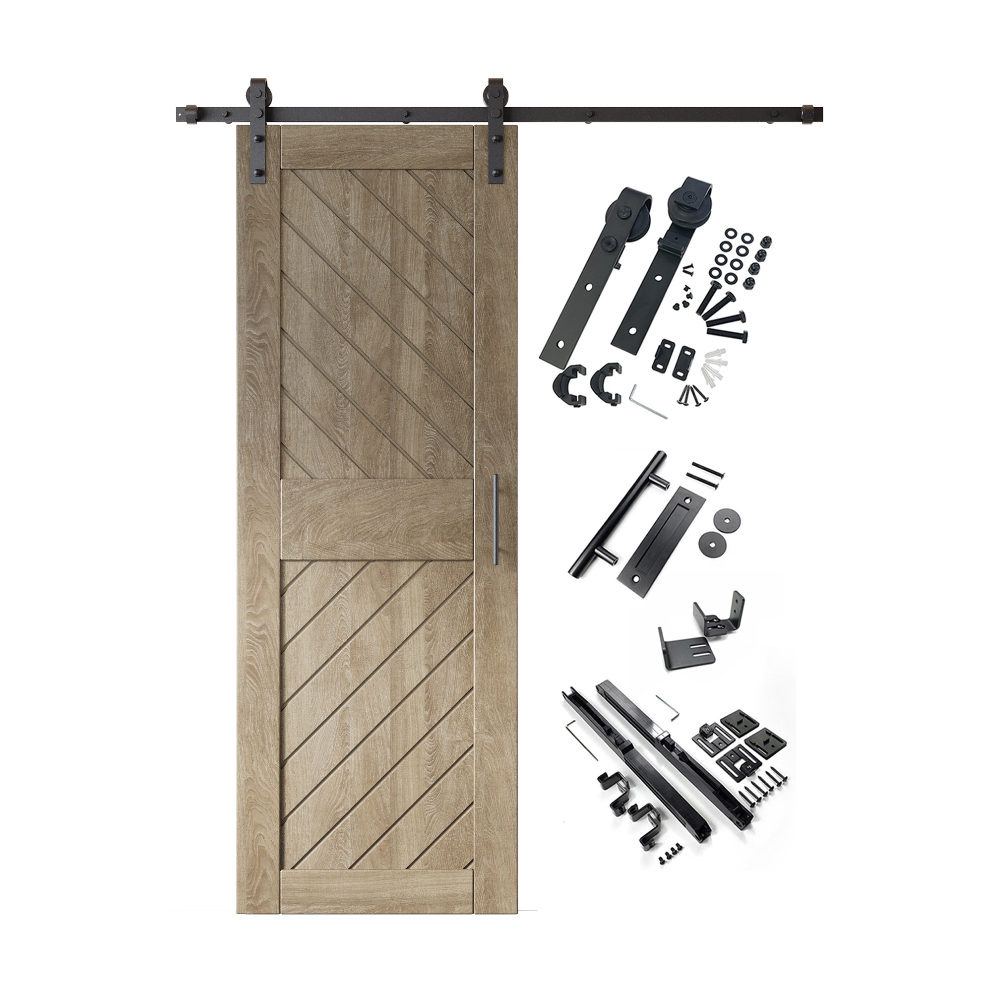HOMACER YT1H054C-XT4-2684-GR 26-in x 84-in Classic Gray Prefinished Non-standard Pine Wood Solid core Single Barn Door (Hardware Included)