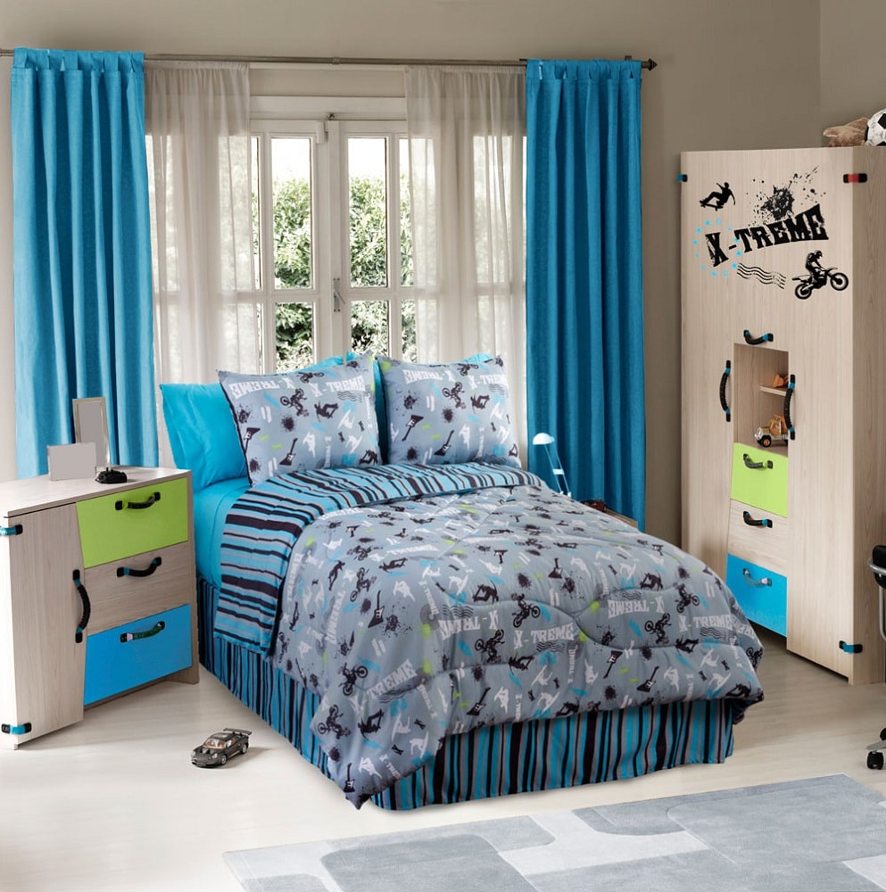  477140 On The Edge 4-Piece Graphite Queen Comforter Set