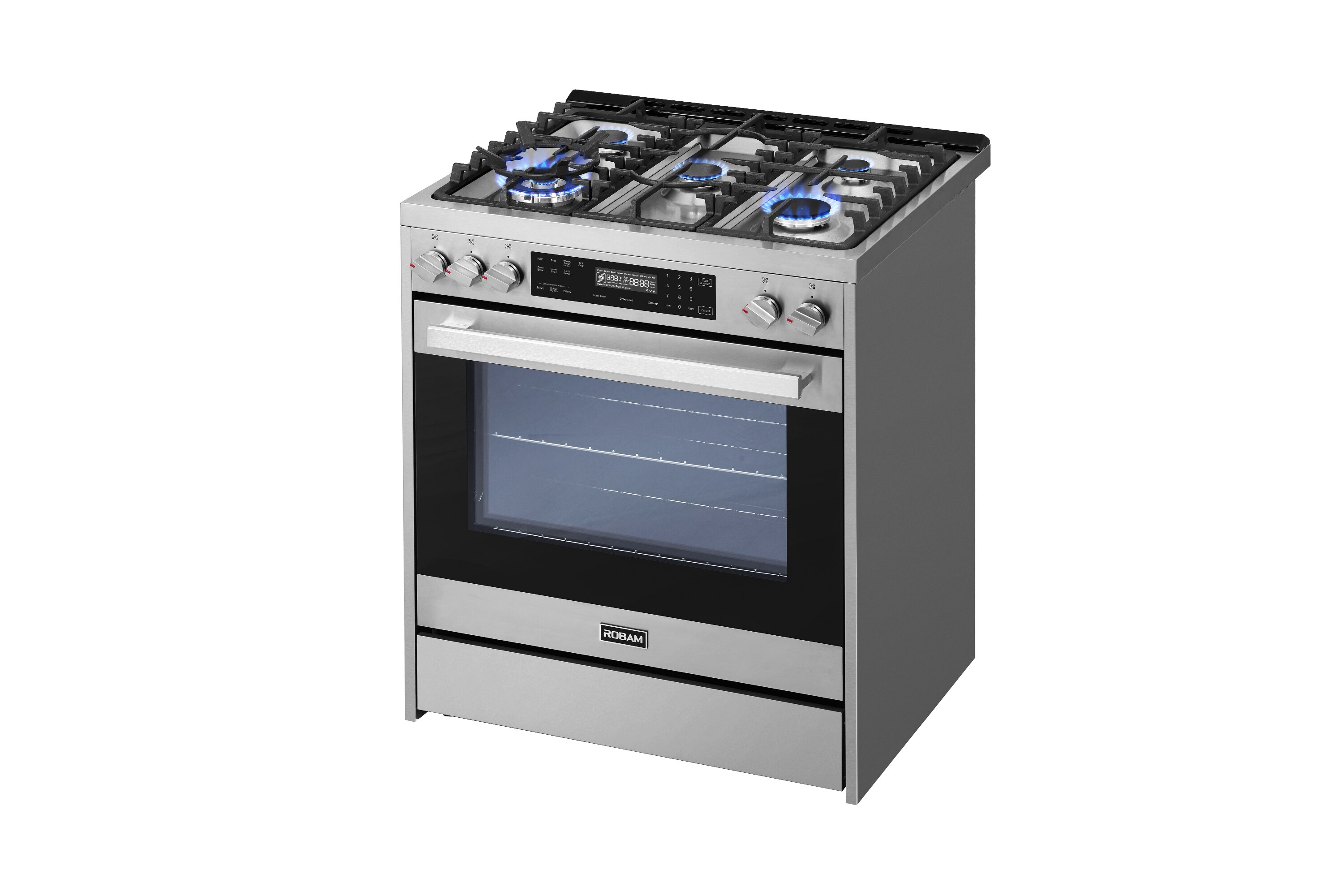 ROBAM 30-in 5 Burners 5-cu Ft Self-Cleaning Air Fry Convection Oven ...