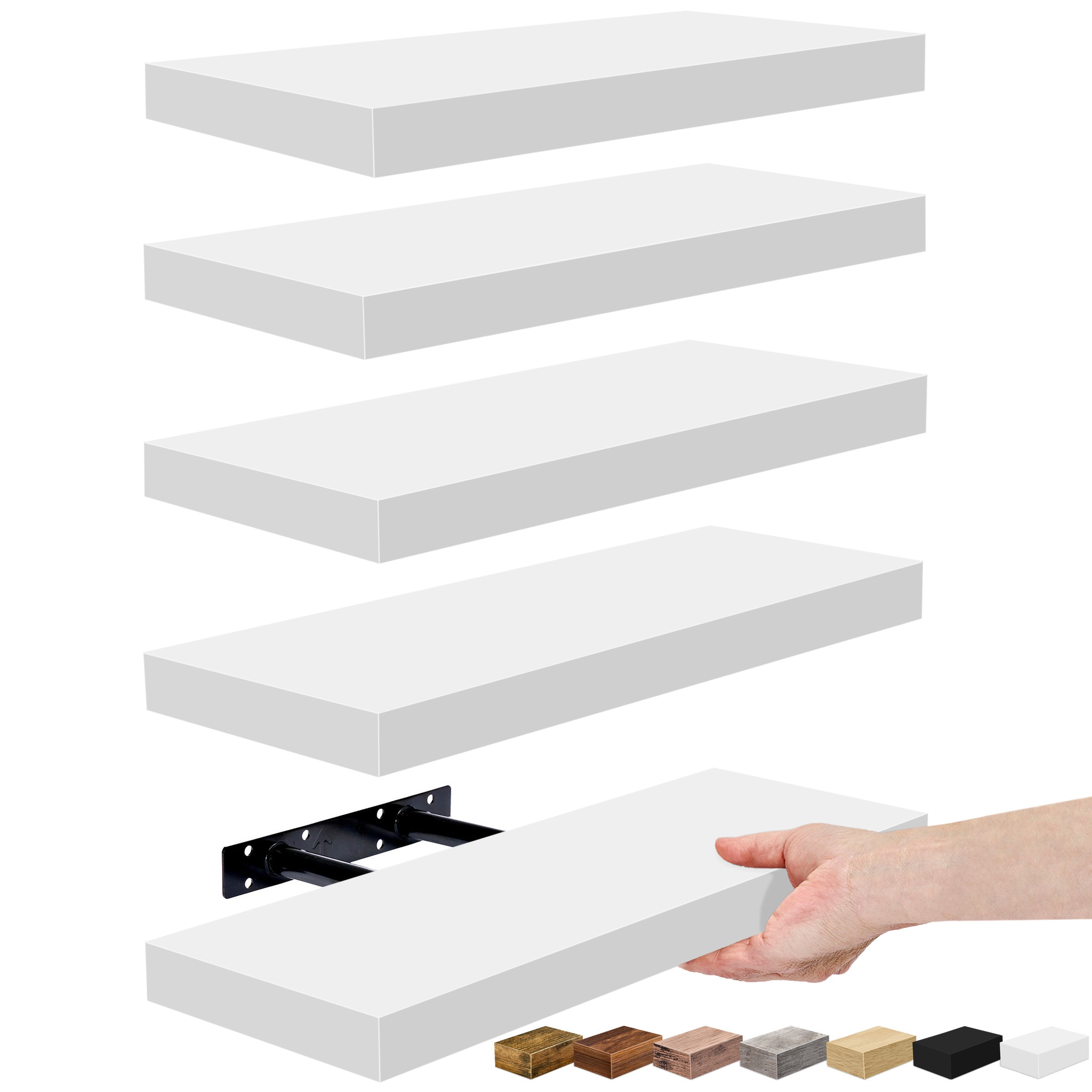 SORBUS  5 Pack 16 Inch Long Floating Wall Shelves for Bedroom Decor Kitchen Living Room for Trophies Frames Bookshelf