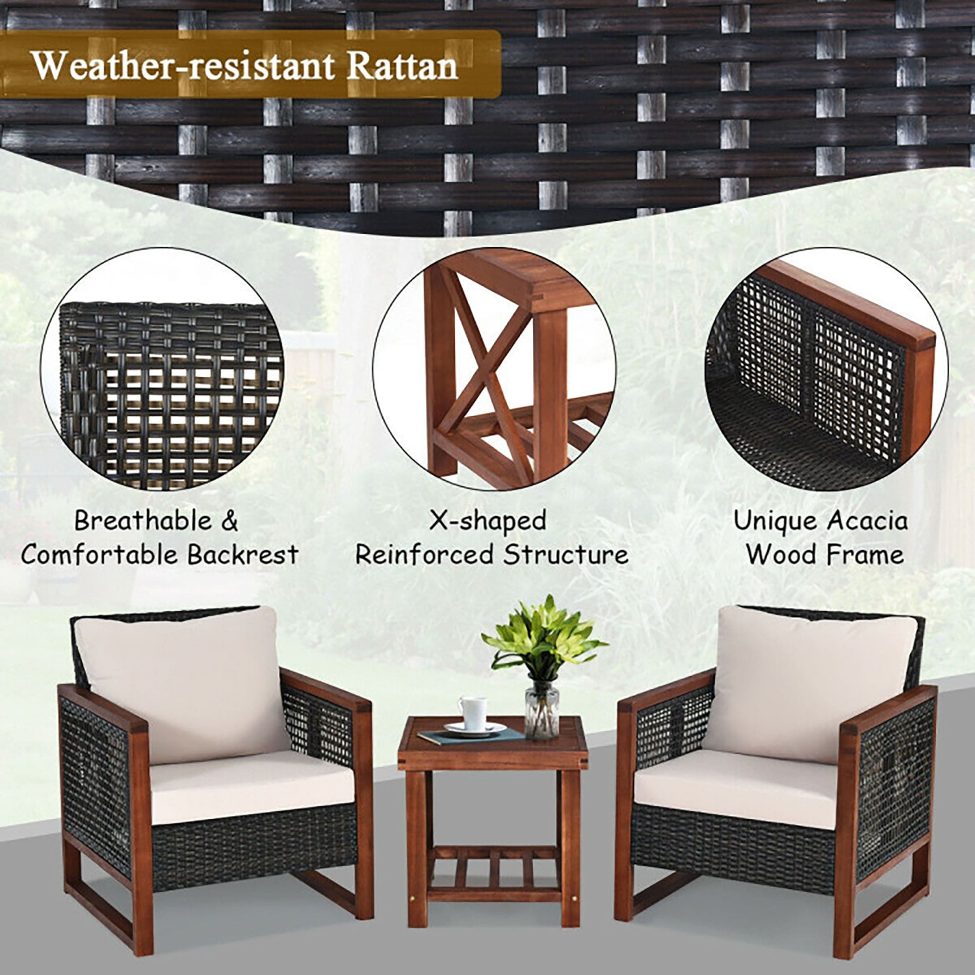 CASAINC CEW-HZ001-BR Patio-Conversation-Sets - View #7