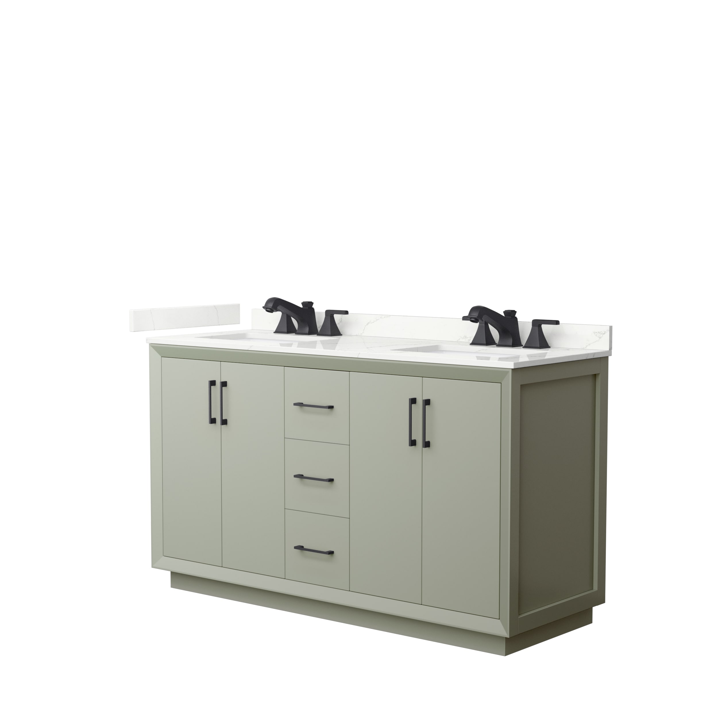 Wyndham Collection WCF414160DLBGTUS3MXX Strada 60-in Light Green Undermount Double Sink Bathroom Vanity with Giotto Quartz Top
