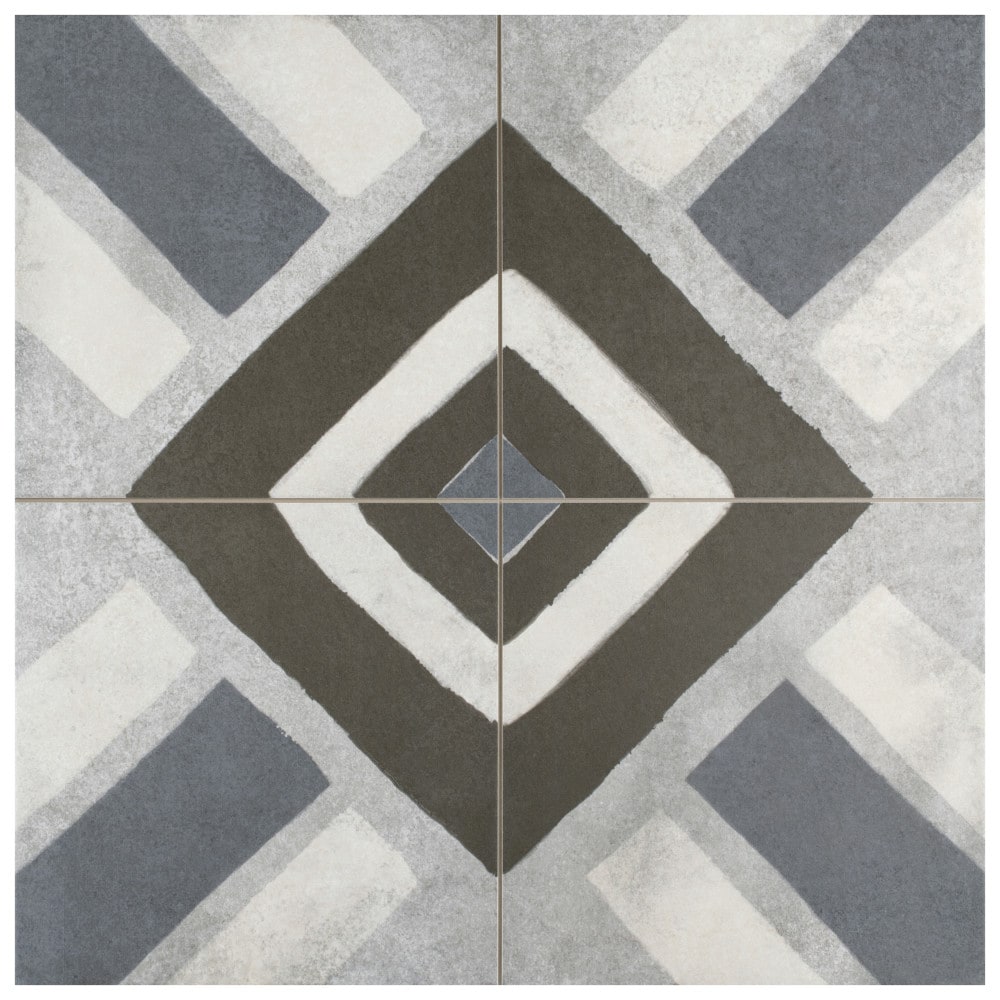 Affinity Tile FPE18KSA Kings Sena Azul 18-in x 18-in Matte Porcelain Encaustic Large format Floor and Wall Tile ( 11.1-sq ft Carton