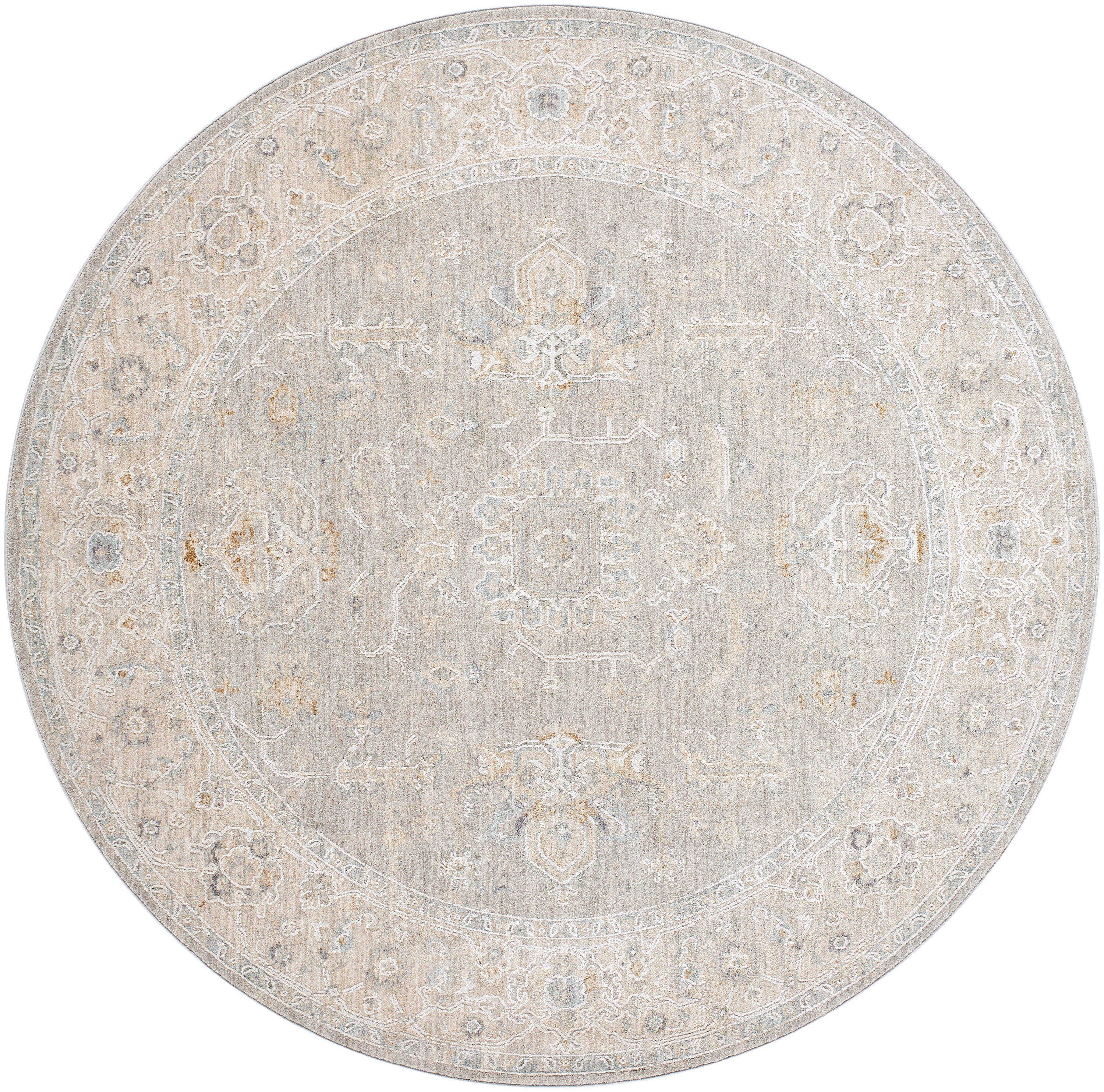 Surya AVT2304-67RD Avant Garde 7 x 7 (ft) Polyester Light Gray Round Indoor Medallion Oriental Area rug