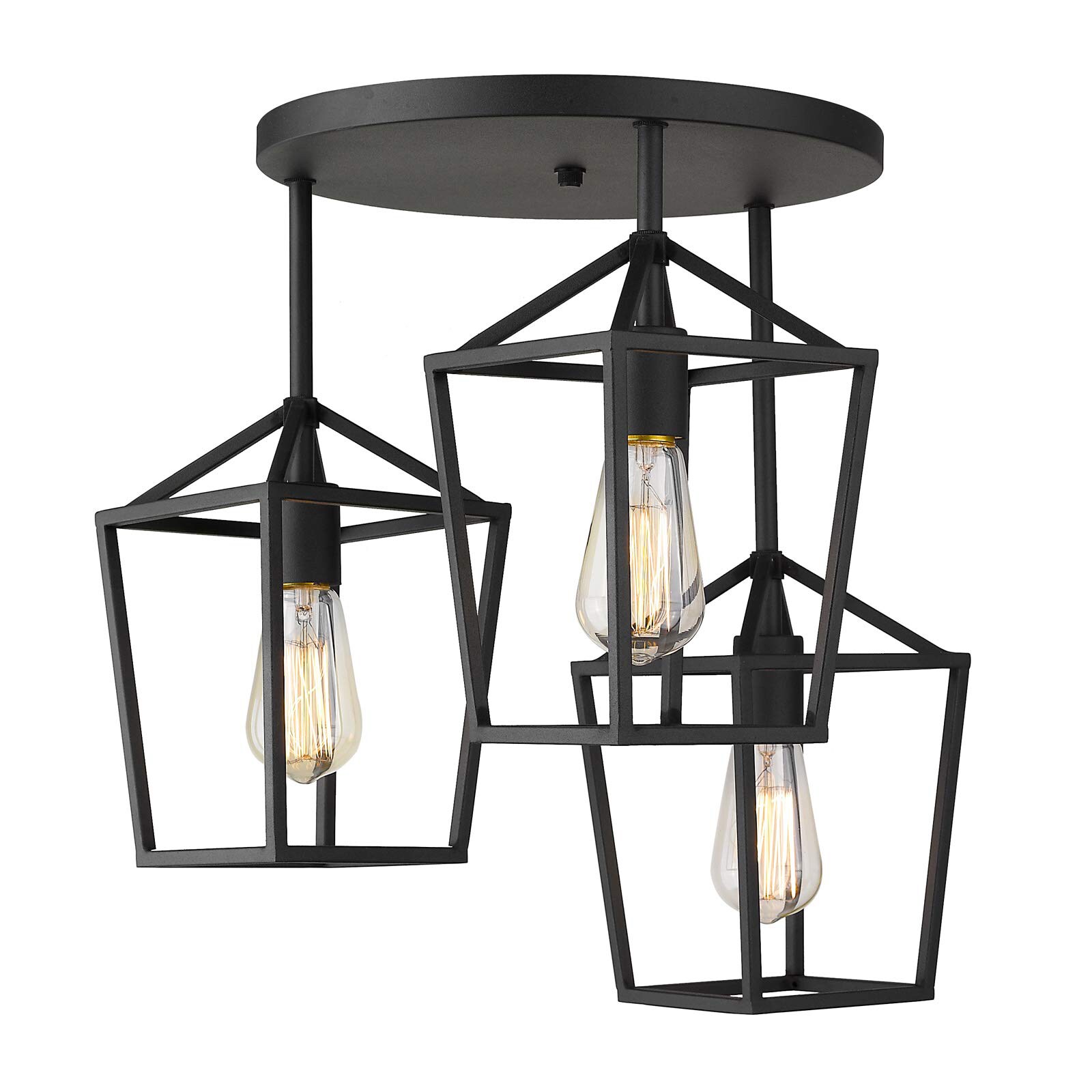 LTMATE LS20065D2-3 BK JAZAVA 3 -Light 17.9-in Matte Black Semi Flush Mount Light