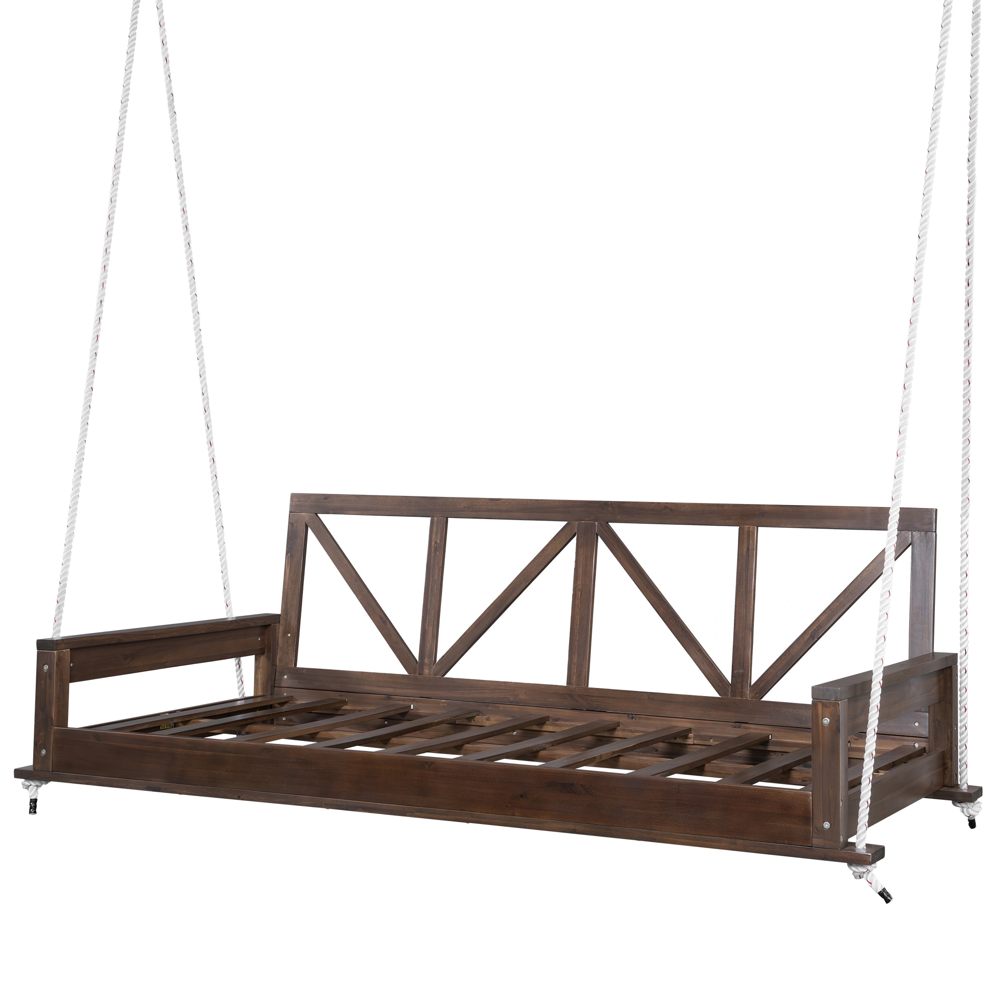 SINOFURN SYA380061BG 2 -person Brown A Wood Outdoor Swing bed