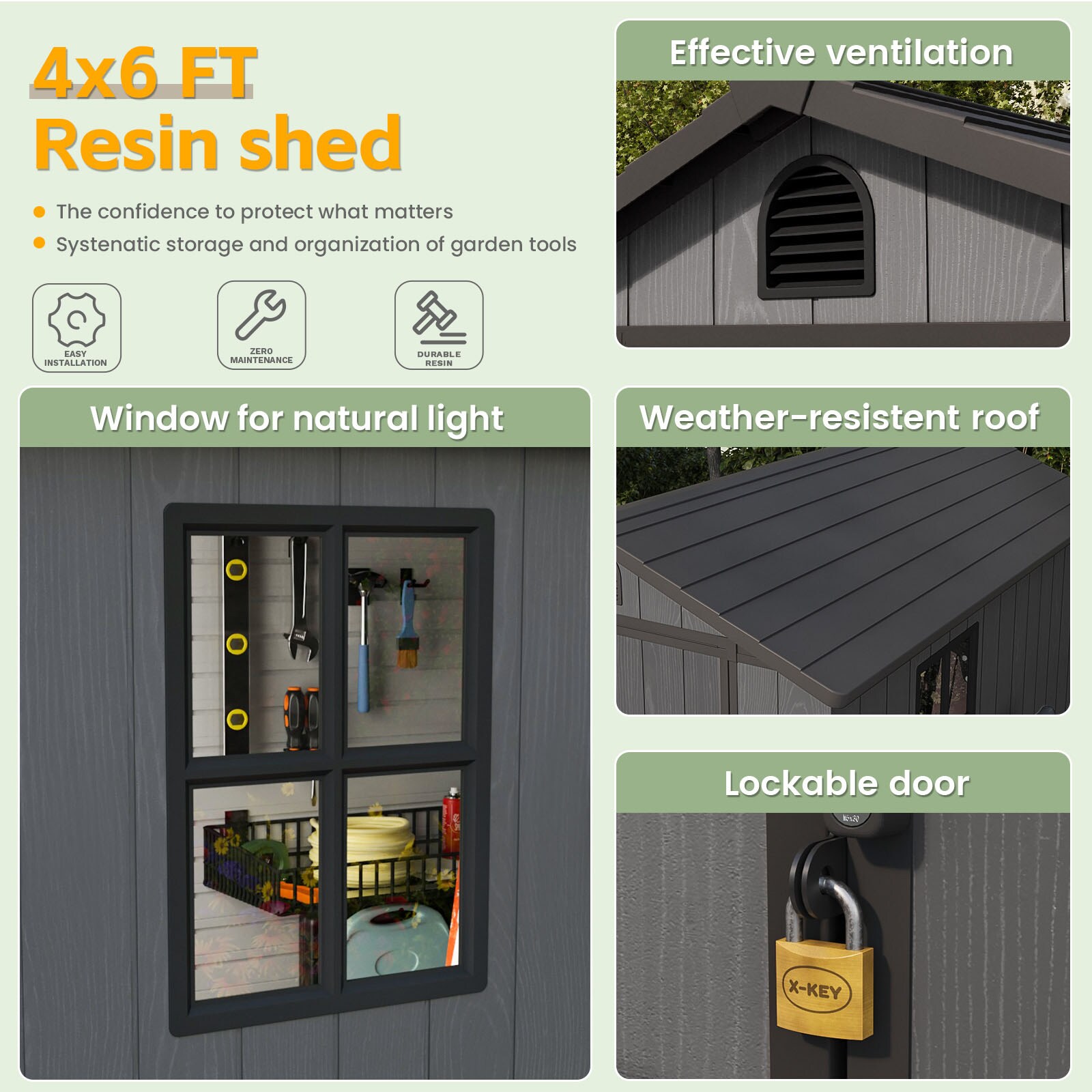 Patiowell WES-0383A-DGY Vinyl-Resin-Storage-Buildings - View #5