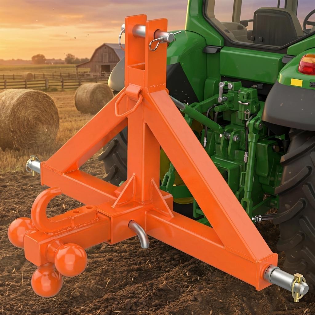 3 Point Trailer Hitch 2 Inch Receiver Towing Ball Hitch Heavy Duty Cat 1 Orange