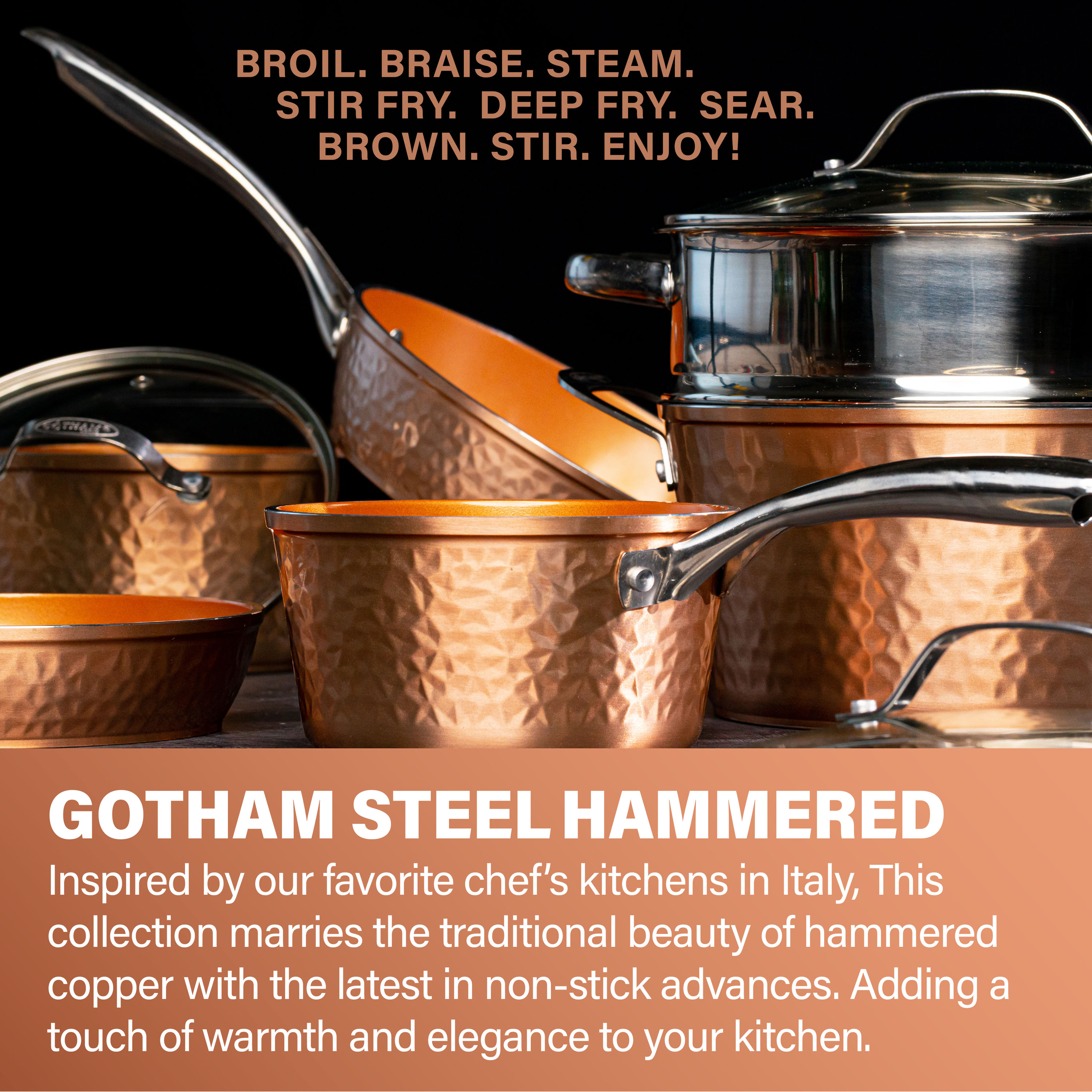 Gotham Steel Stackmaster Aluminum Fry Pan Set, Copper, 1 - Fry's