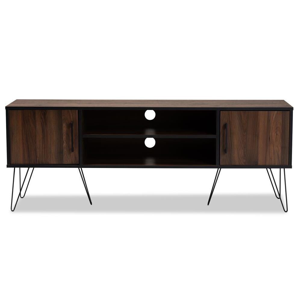 Baxton Studio Corina Transitional Walnut Black TV Stand