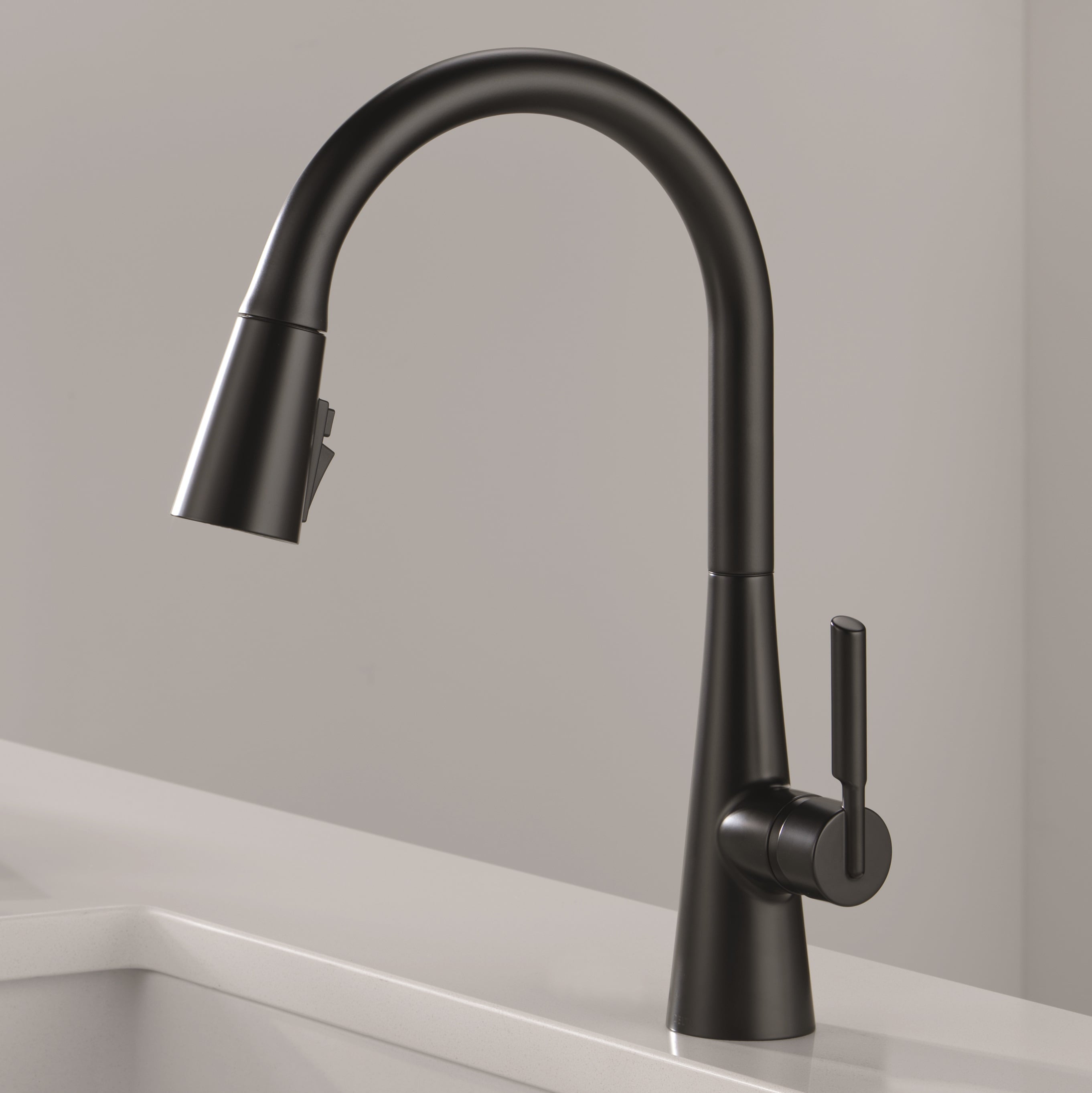 Delta 19846Z-BL-DST Kylo Black Single Handle Deck-mount Pull-down Kitchen Faucet with Sprayer ( Deck Plate Included )