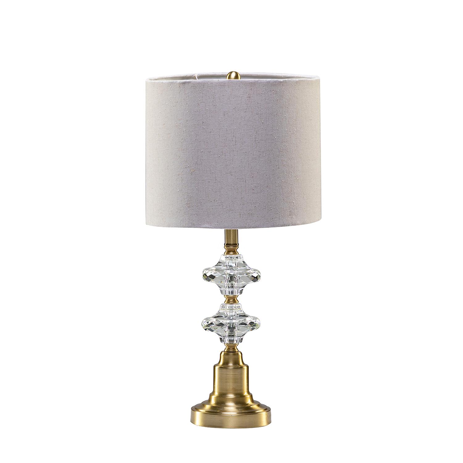 Bayfeve BFJSY-46A304 22-in Modern LED Table Lamp with Linen Blend Shade and Crystal Decorations