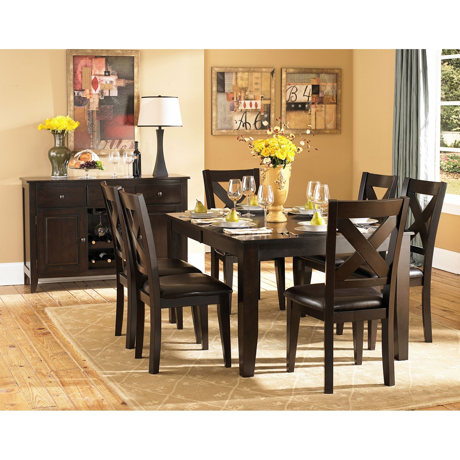 JASMODER B011S00213 Brown Mix Contemporary/Modern Dining Room Set with Rectangular Table ( Seats 6 )