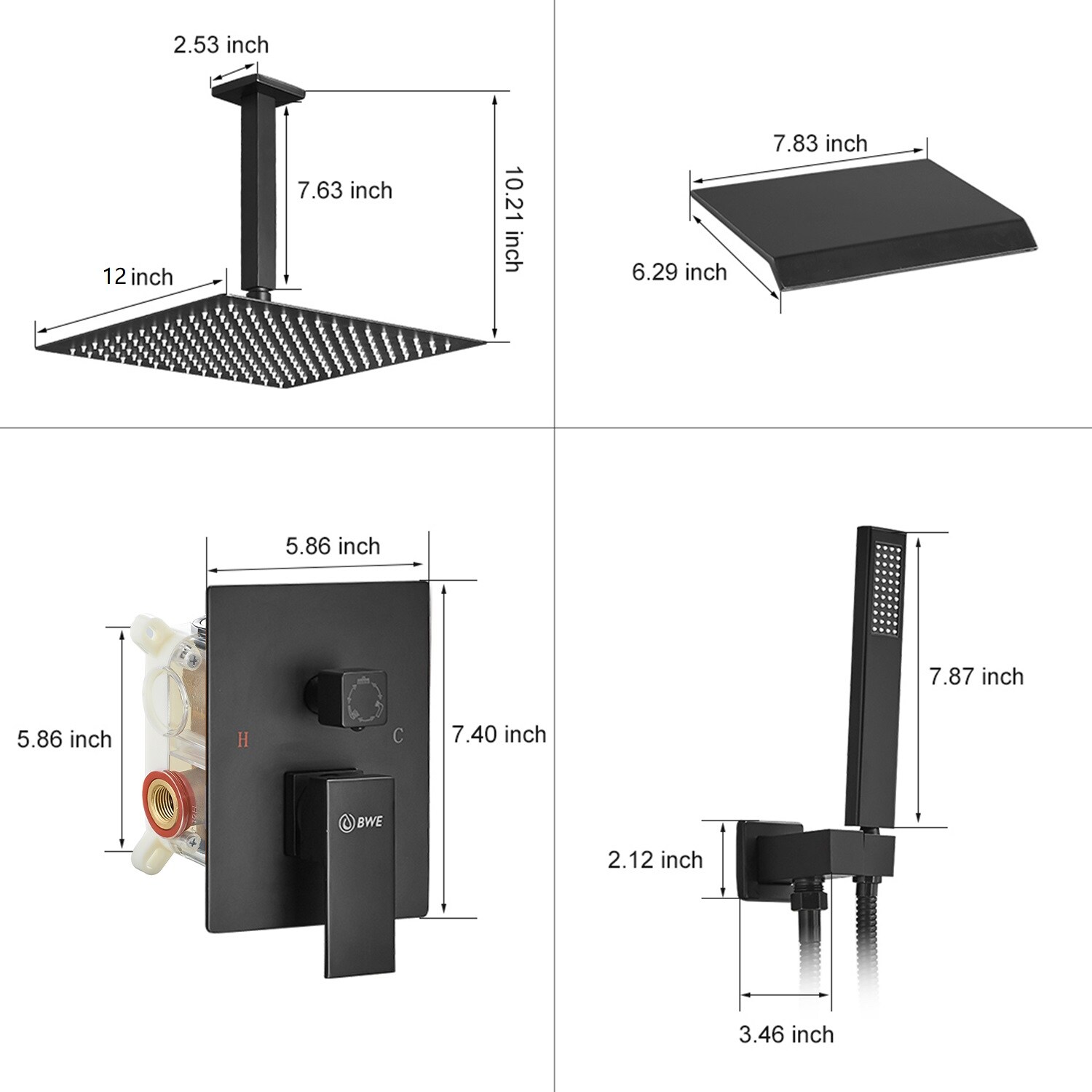 BWE A-95014-BLACK-S Tub-Shower-Faucets - View #6