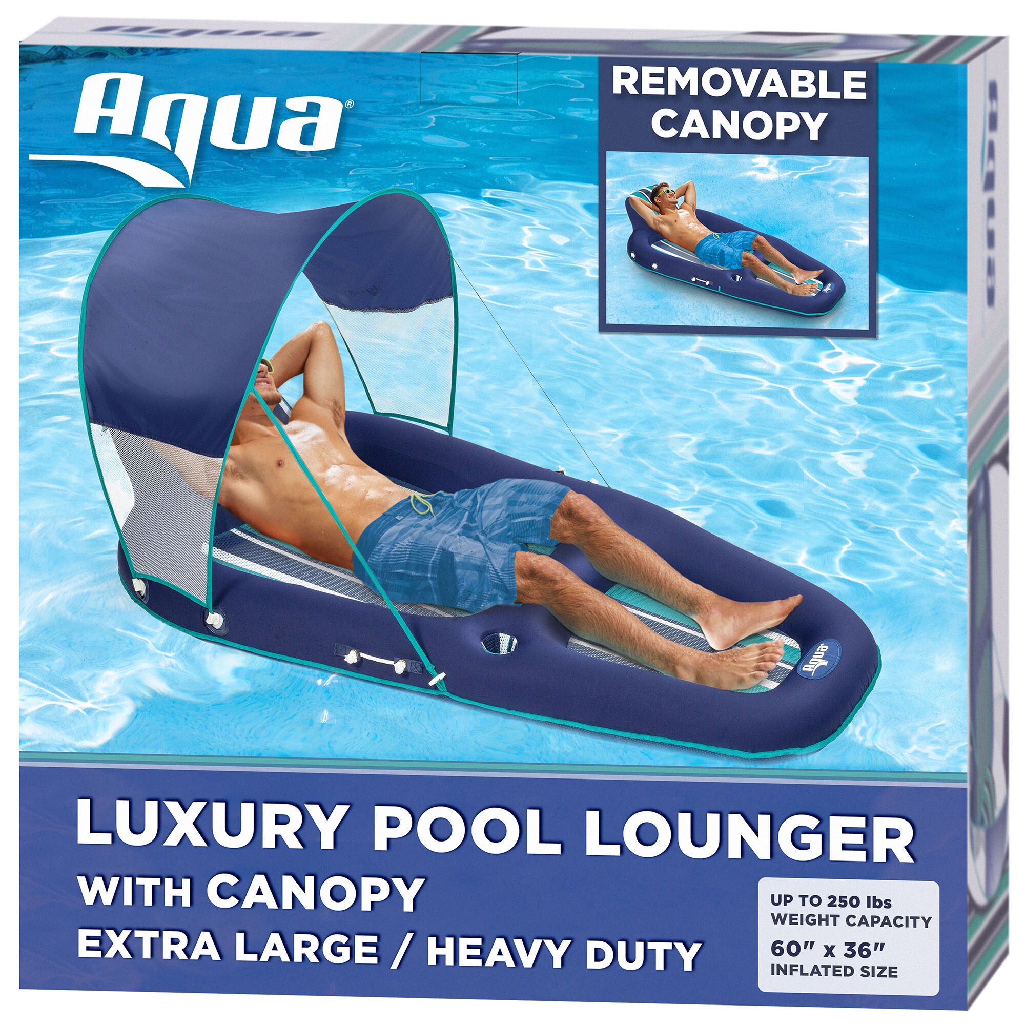 Aqua 70-in x 70-in 1-Seat Blue Inflatable Lounger 4-Pack in the