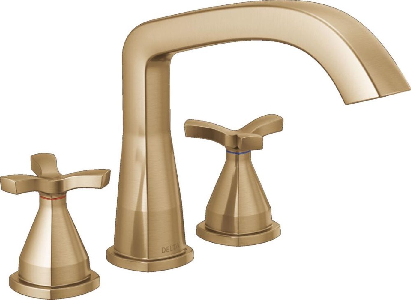 Delta T27766-CZ-PR Lumicoat Champagne Bronze 2-handle Deck-mount Roman Mid-arc Bathtub Faucet