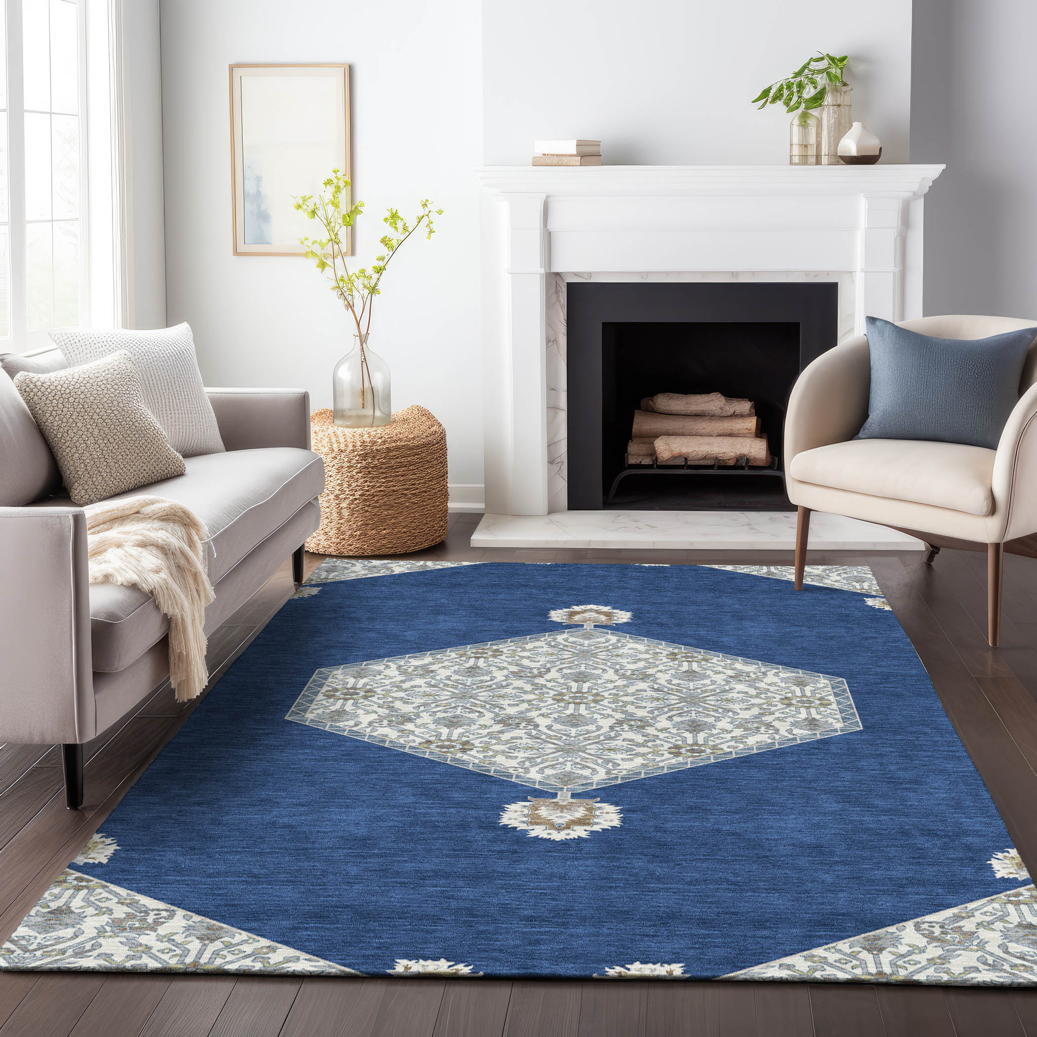 Addison Rugs ACN1011NA30X46 Chantille ACN1011NA 2 x 3 (ft) Polyester Navy Rectangular Indoor/Outdoor Geometric Machine washable Area rug