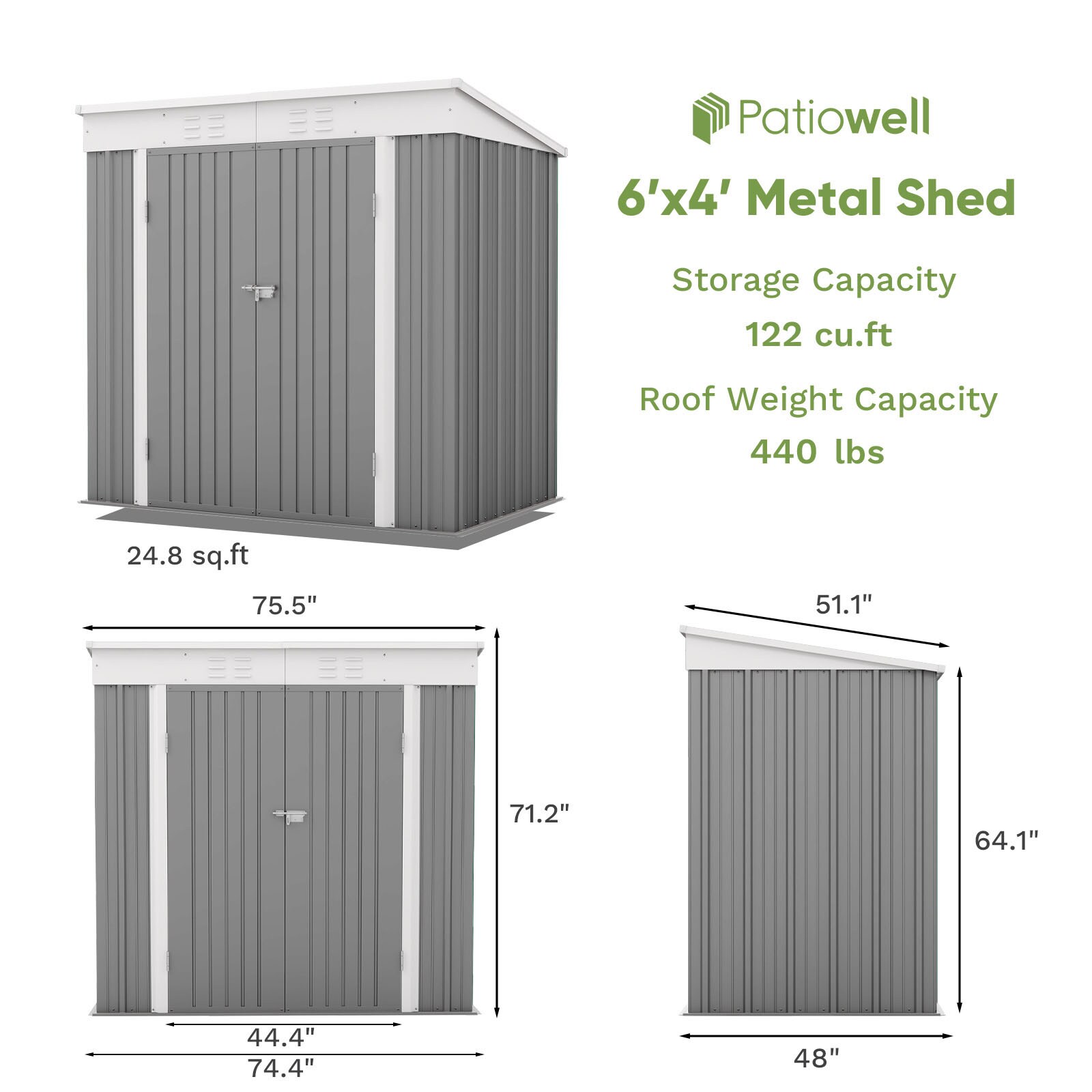 Patiowell WES-PS23-0230A-4 Metal-Storage-Buildings-Sheds - View #8