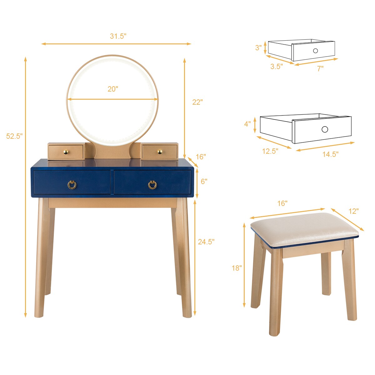 CASAINC WF-HYSN-65990US-NY Bedroom-Vanities - View #8