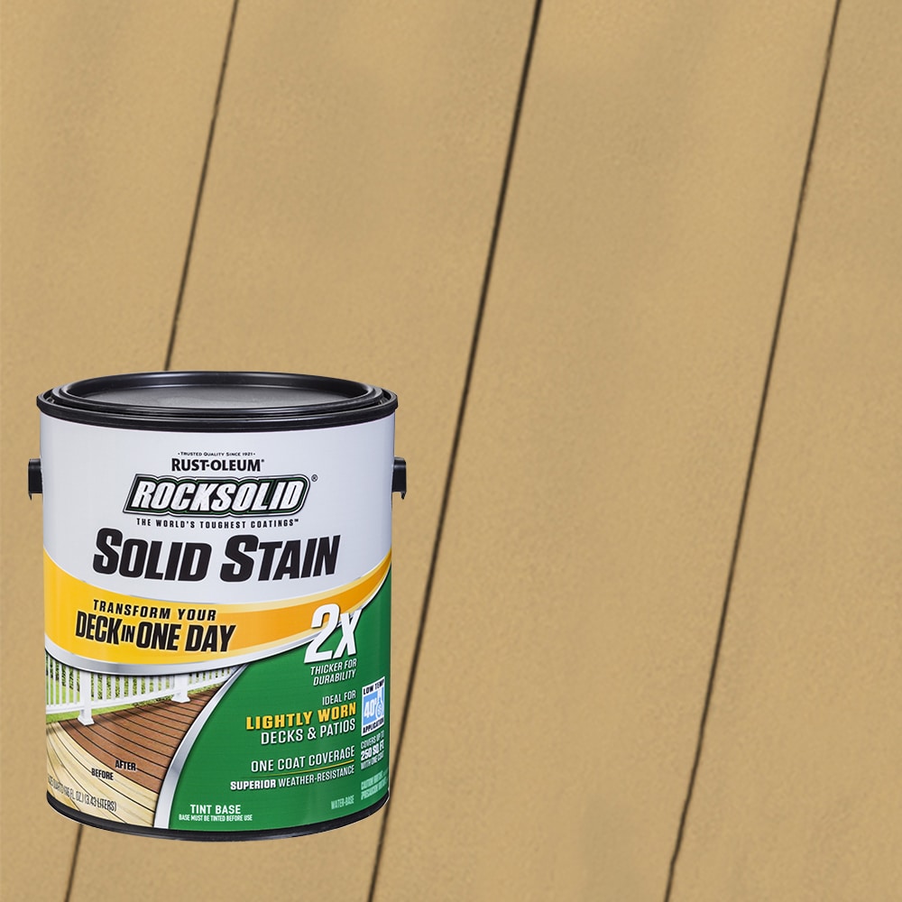 Rust-Oleum 319752T RockSolid 2X Solid Stain Pre-Tinted Dune Solid Exterior Wood Stain and Sealer in One ( 1-gallon )