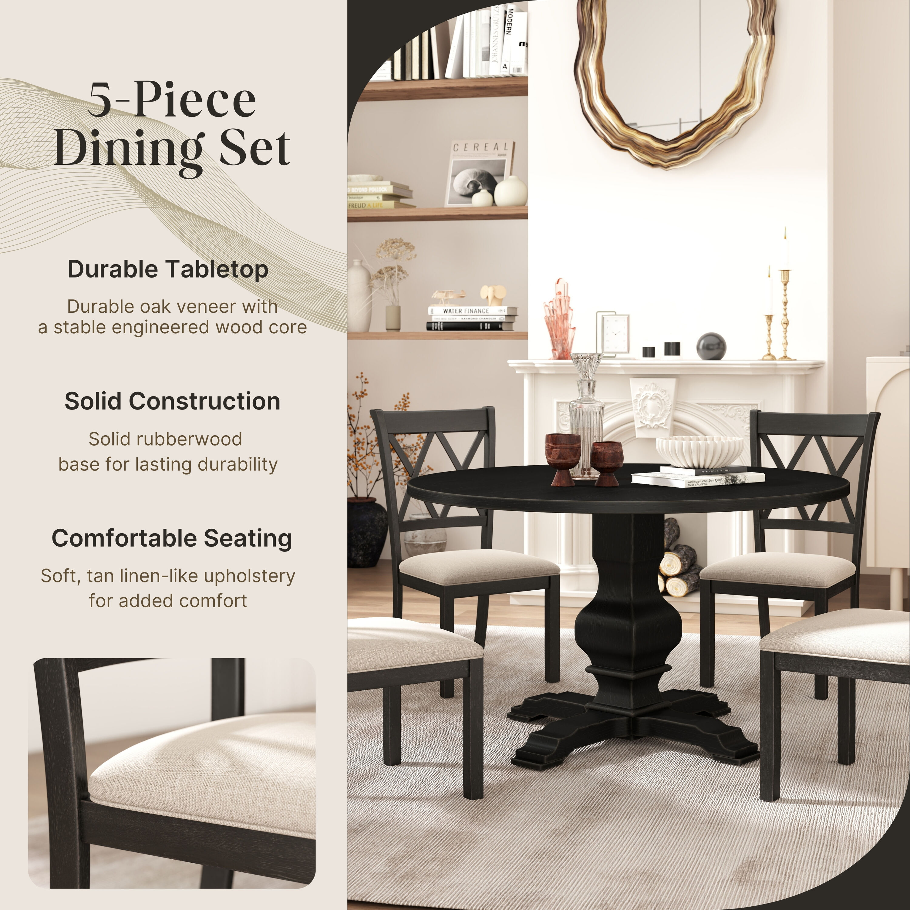 Roundhill Furniture T407BK-C304X2 Dining-Sets - View #6
