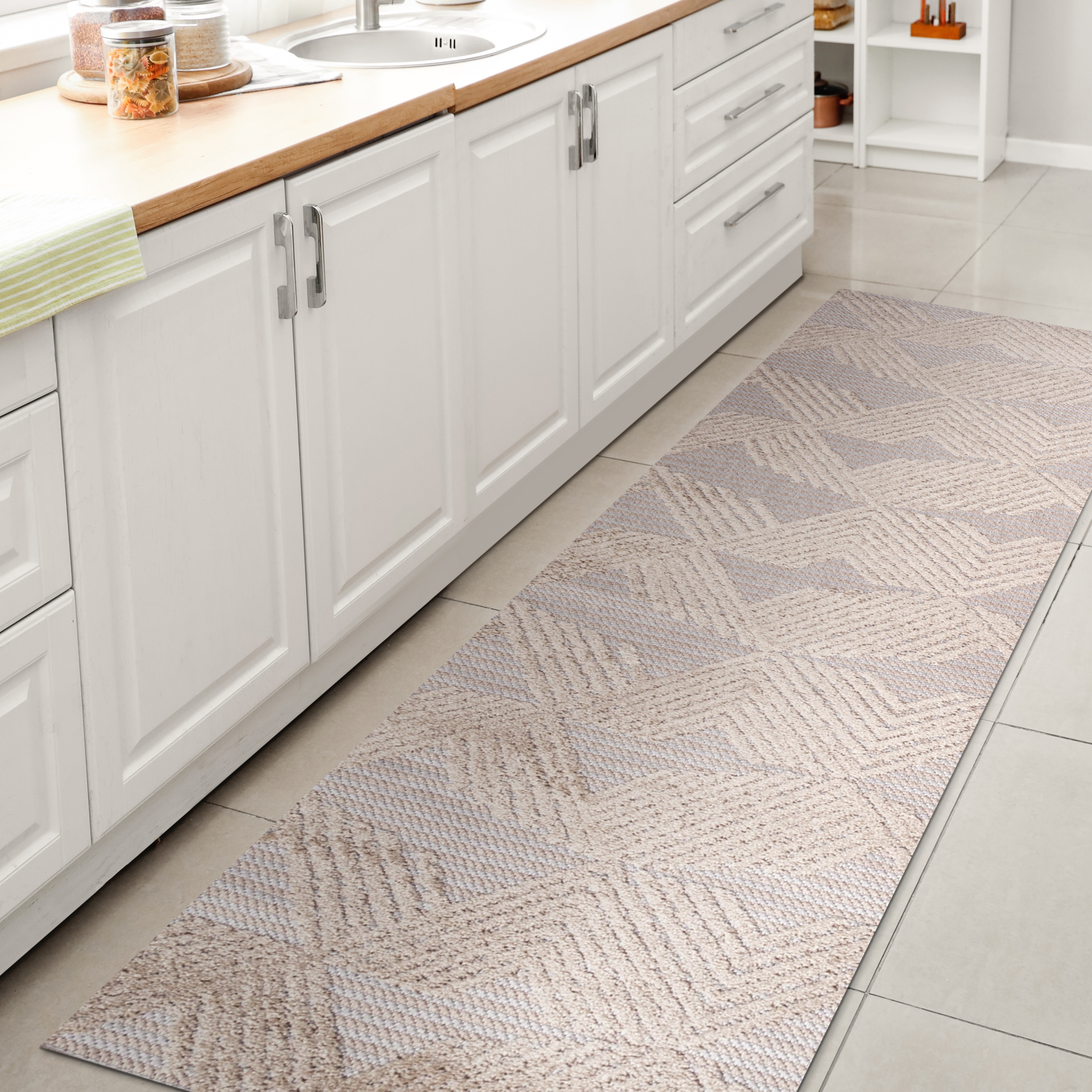 JONATHAN  Y SBH106B-210 South Beach Jazz High-Low Art Deco 2 x 10 (ft) Loomed Polypropylene Beige Rectangular Indoor/Outdoor Geometric Bohemian/Eclectic Runner rug