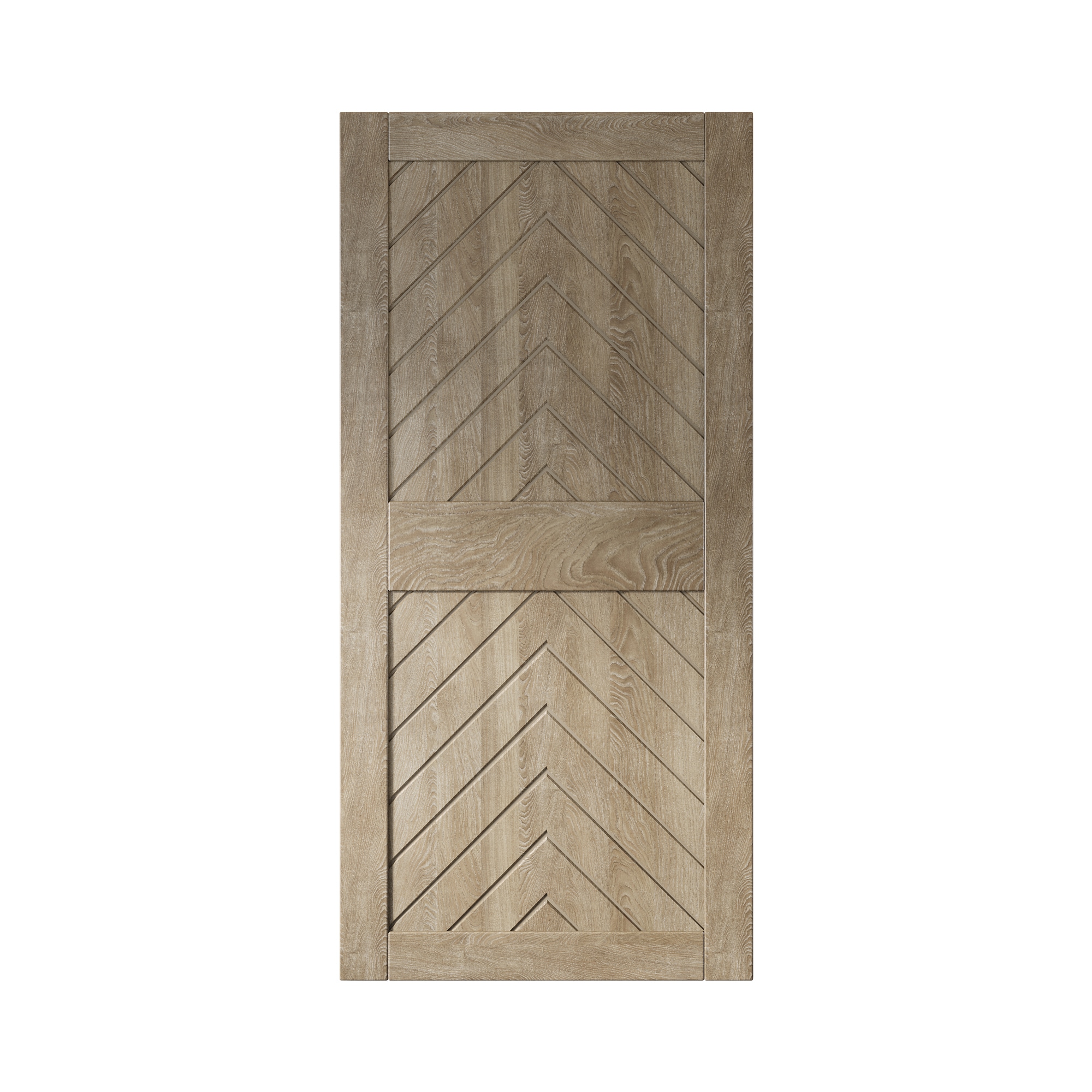 HOMACER JT1-3684-GR 36-in x 84-in Classic Gray Herringbone Pine Wood Solid core Single Barn Door (Hardware Not Included)