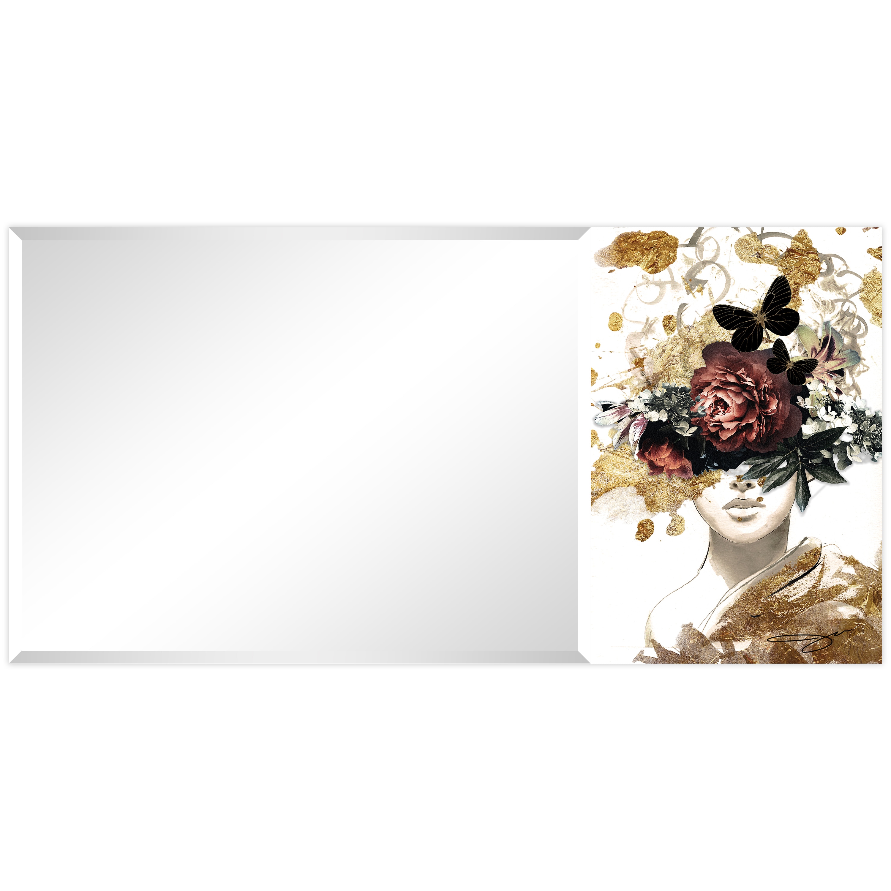 Empire Art Direct TAM-JP1126-2448R Tempered Glass Frame Wall Mirror 48-in W x 24-in H Multiple Colors/Finishes Beveled Wall Mirror