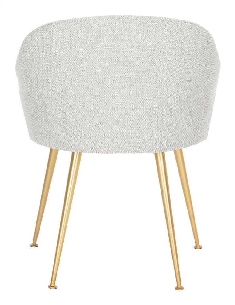 Edmond Transitional Linen Blend Light Grey Arm Chair with Gold Capped Legs