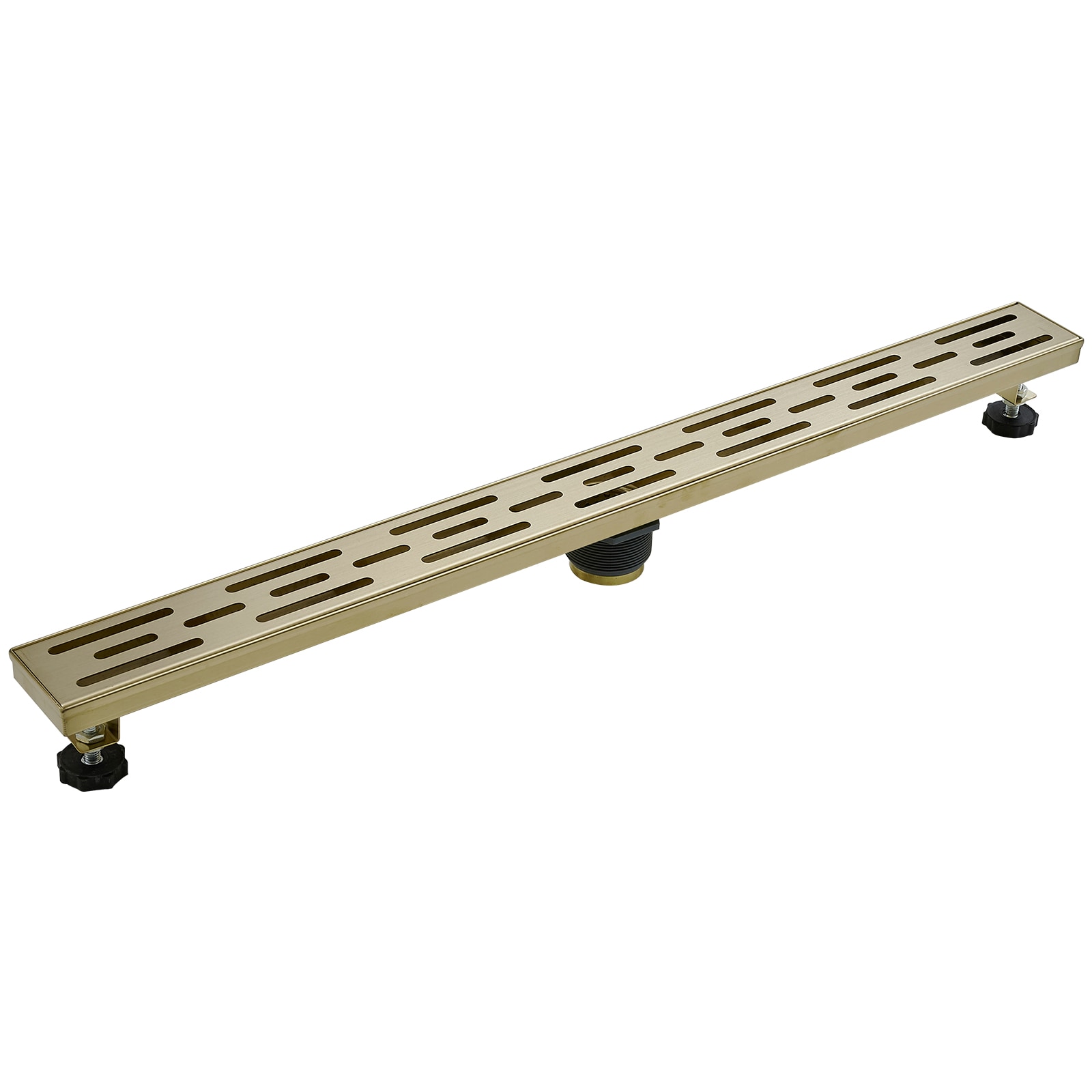 BWE A-9FD07-BG 32 In. Stainless Steel Linear Shower Drain with Slot Pattern Drain Cover In Brushed Gold