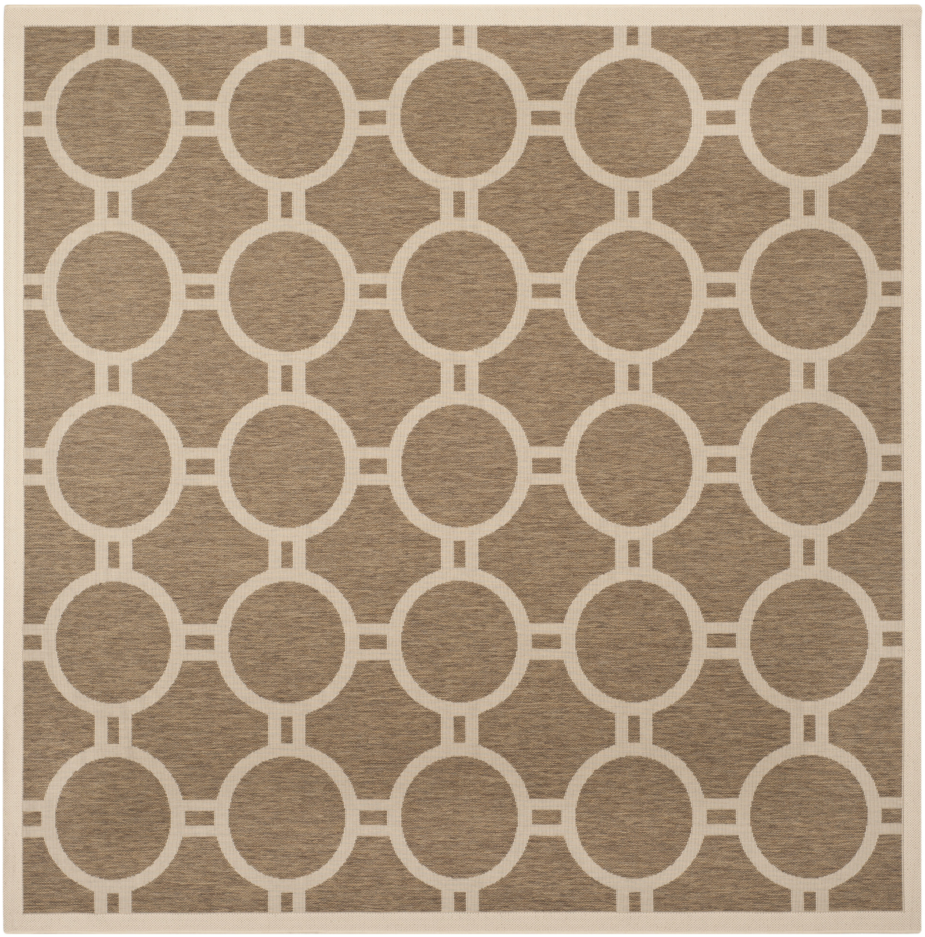 Safavieh CY6924-242-8SQ Courtyard Cannet 8 x 8 (ft) Loomed Polypropylene Brown/Bone Square Indoor/Outdoor Abstract Coastal Area rug