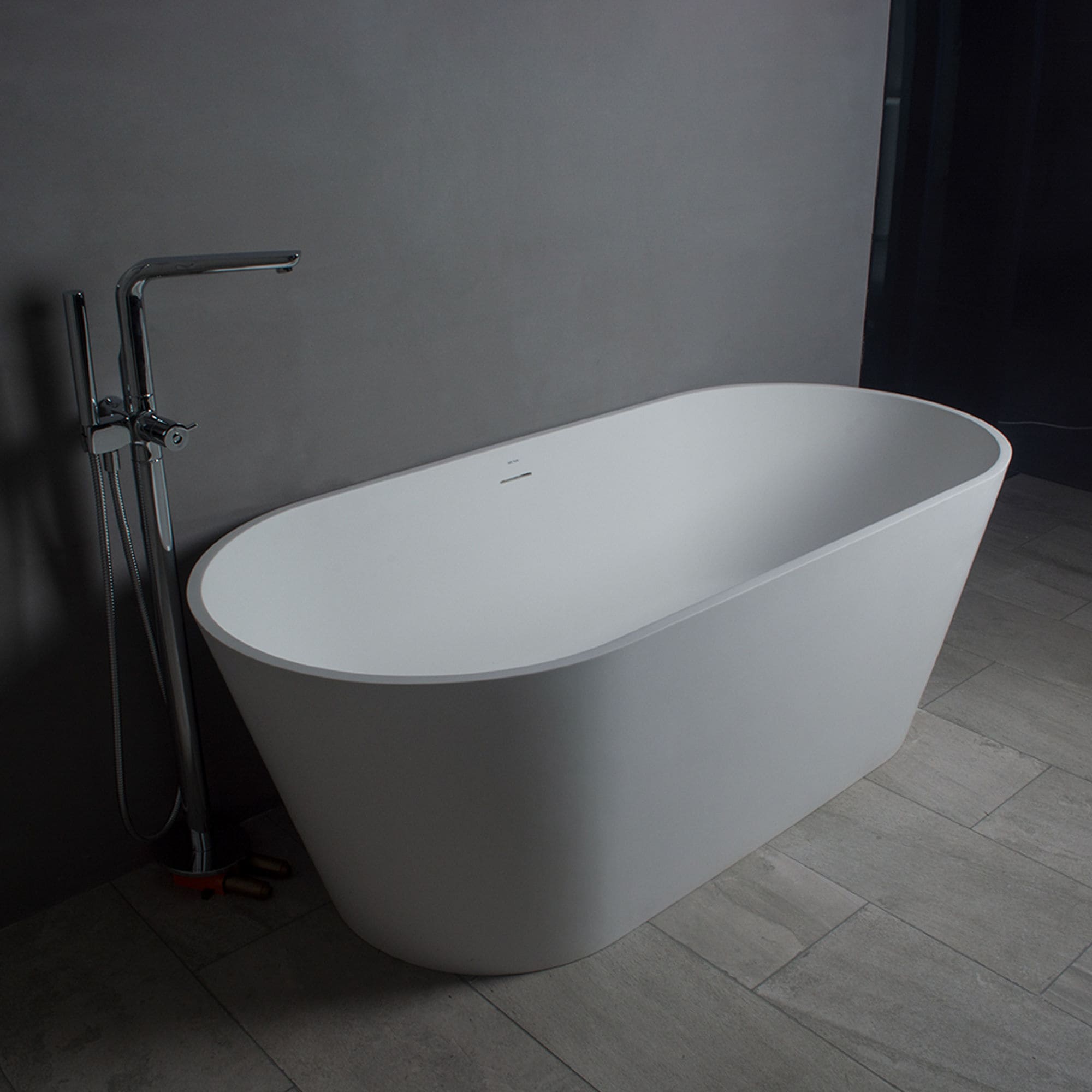 59'' White Matte Solid Surface Freestanding Bathtub