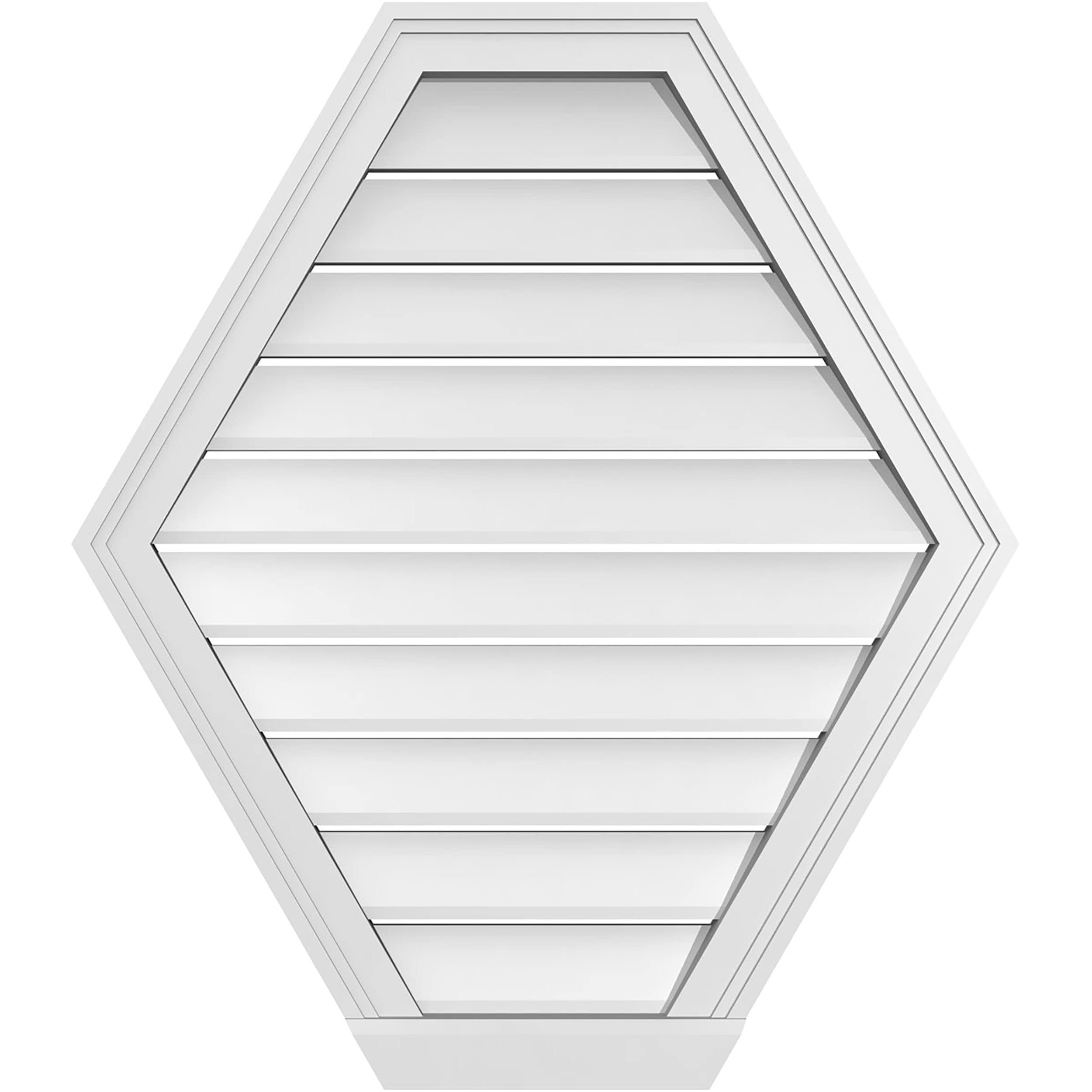 Ekena Millwork GVPHP28X3203SF 28-Inches x 32-Inches Off-white Peaked PVC Gable Louver Vent