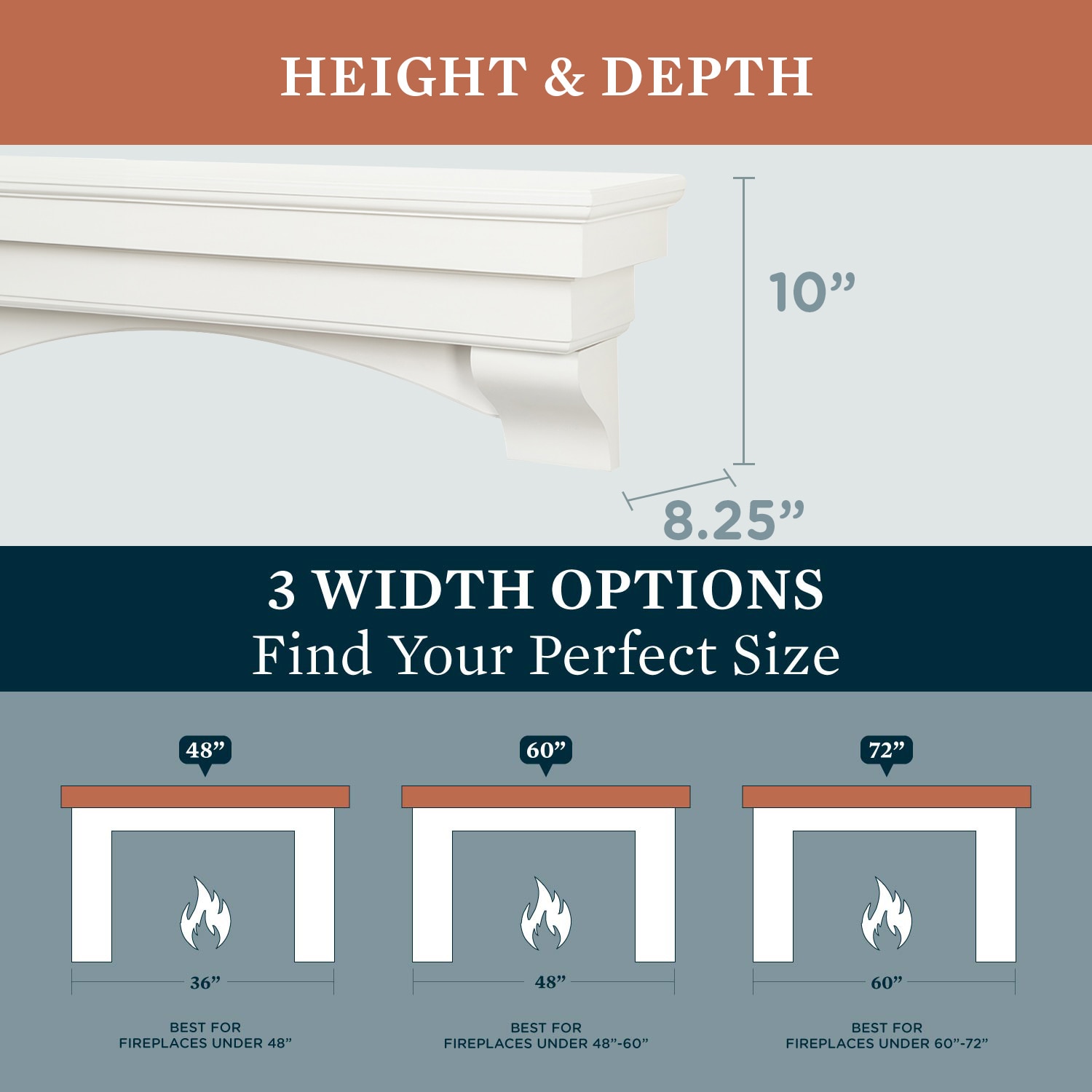 Mantels Direct SALEM-48-WHT Mantel-Shelves - View #3