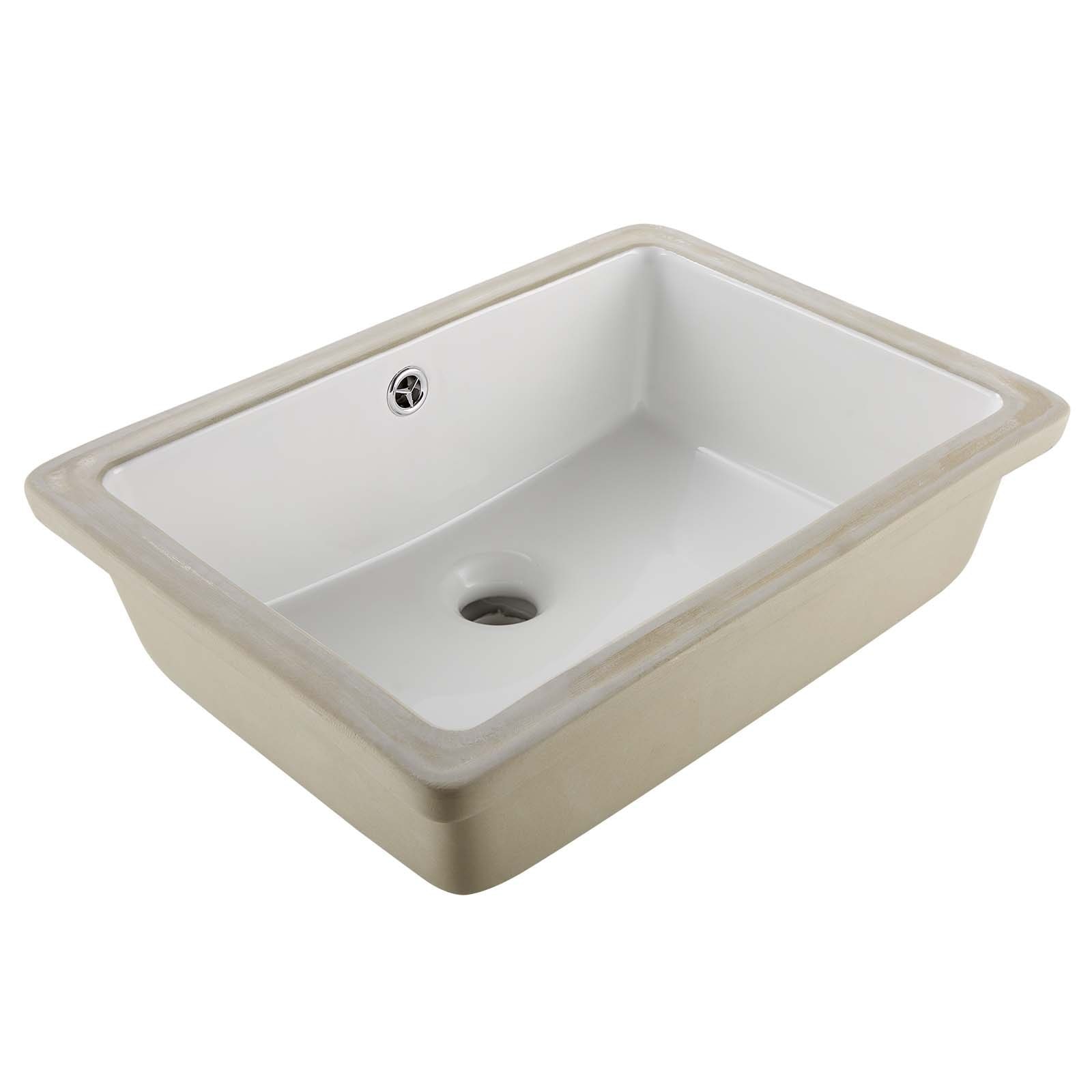 Mecale 18.5 x 13.19 in Rectangular Ceramic Undermount Bathroom Sink with Overflow Hole for Space-Saving Vanities #VOL-8H27X1