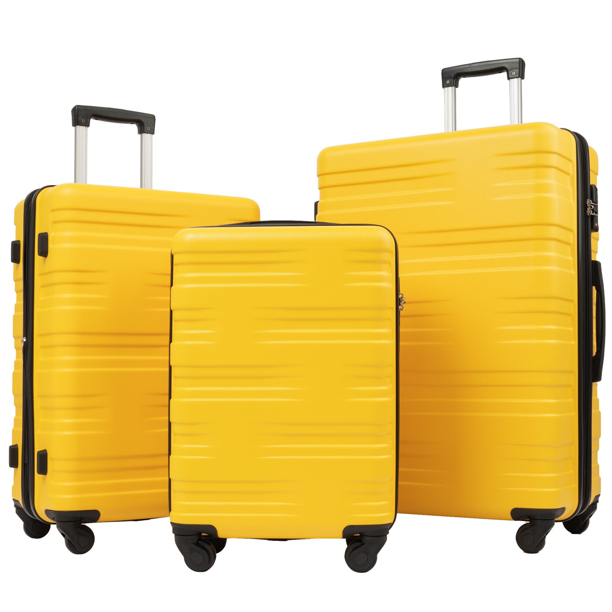 Flynama L-282385AAL 18.5'' x 11.6'' x 29.5'' Yellow Plastic Hardshell Suitcase set