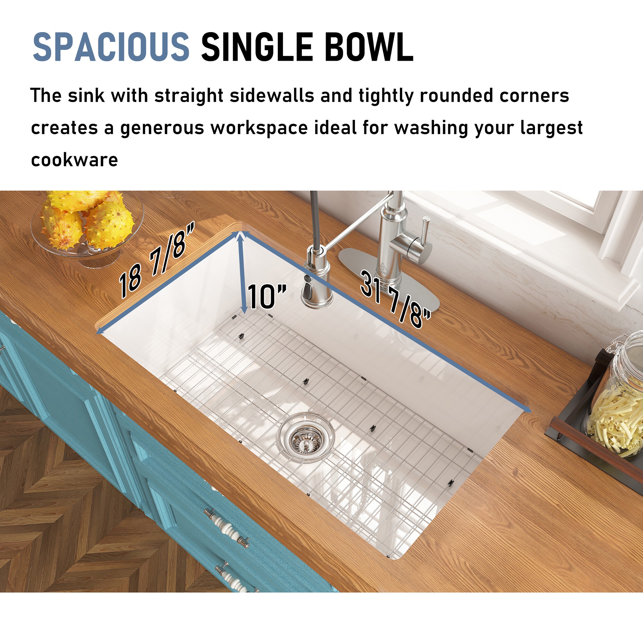 CASAINC 36 in. Undermount Single Bowl 18 Gauge Brushed Stainless Steel Workstation Kitchen Sink with Sliding-Accessories