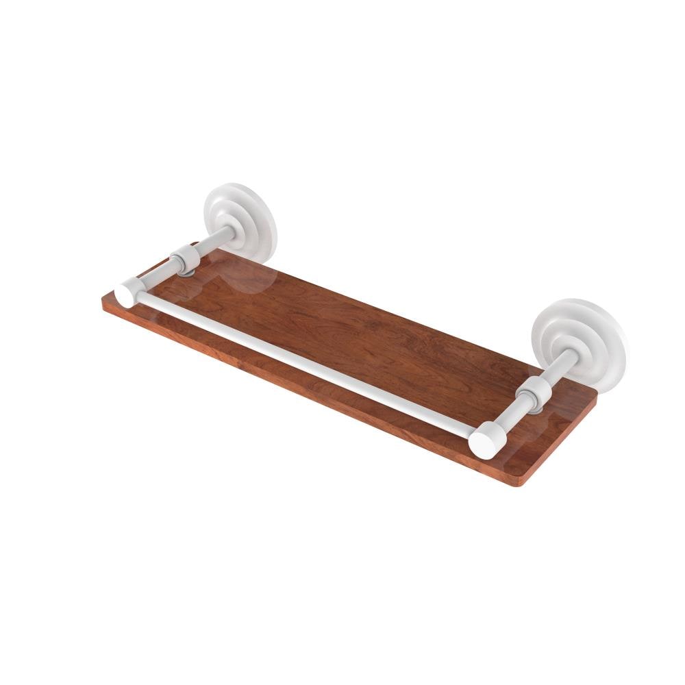 Allied Brass QN-1-16-GAL-IRW-WHM Que New Matte White Wall mount Bathroom Shelf ( 16-in x 3-in x 5-in )