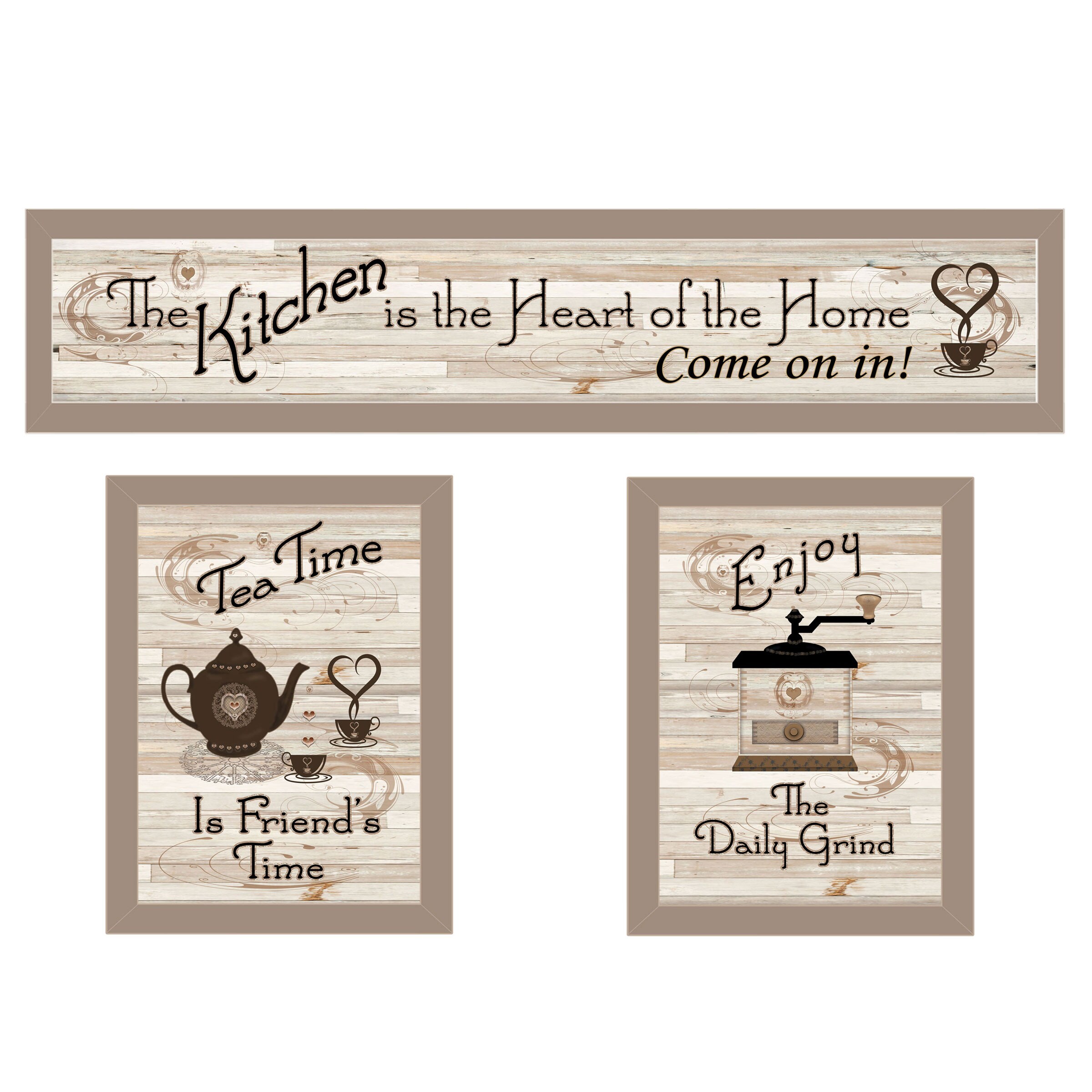 Trendy Decor 4U V428-779SG Kitchen Friendship Collection Iii Millwork Engineering Brown Wood Framed 10-in H x 33-in W Vintage/Retro Paper Print