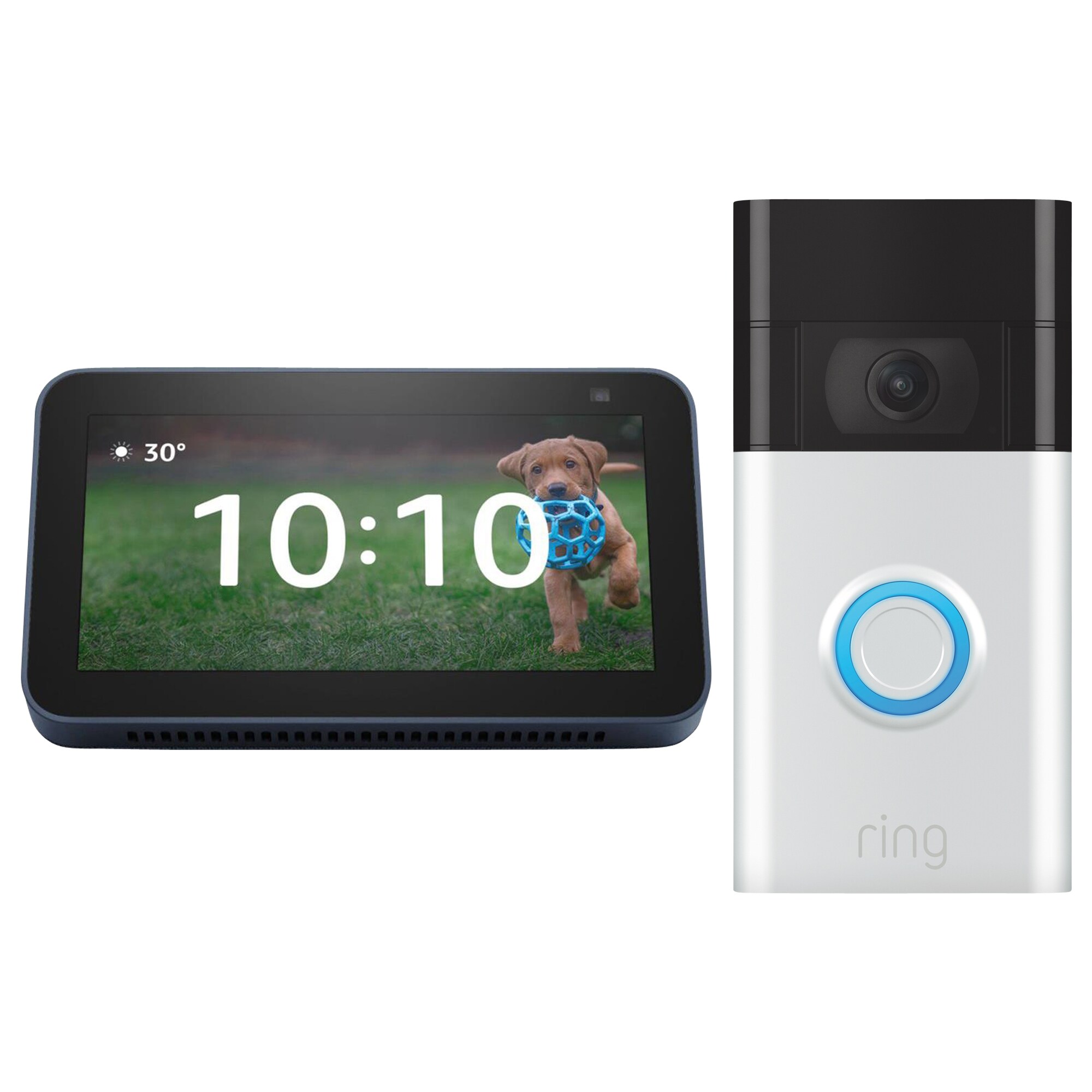 Amazon Amazon Echo Show 5 - Blue (2nd Gen) + Ring Video Doorbell - Satin NIckel Bundle