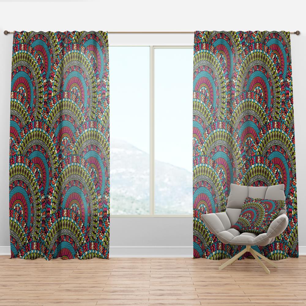 Designart CTN18674-52-90 90-Inches Green Abstract Room darkening Thermal lined Rod pocket Single curtain panel