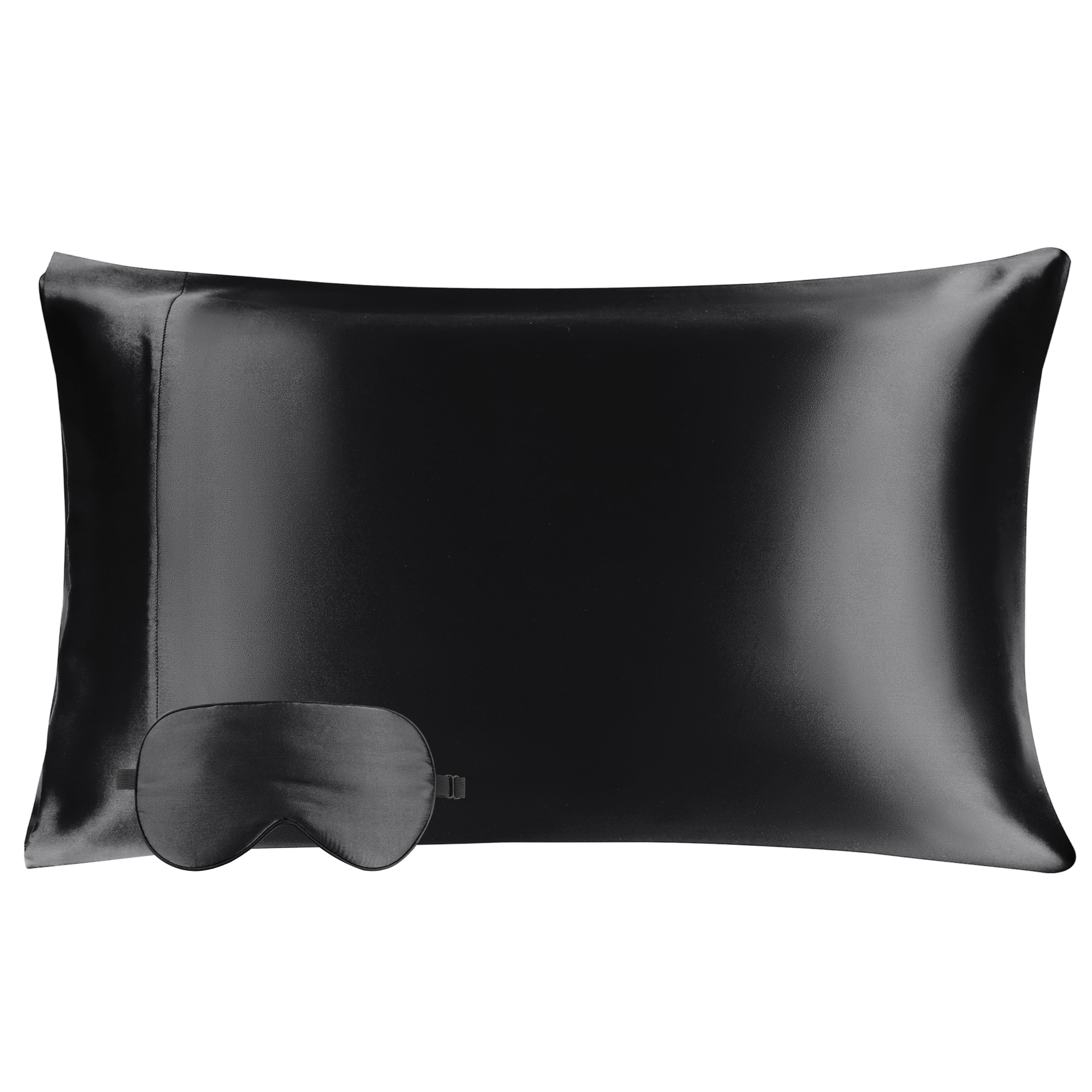 Unique Bargains S25111000UX2417 Mulberry Silk Pillowcase for Hair and Skin Both Sides 350TC 19 Momme Pure Silk Silk Pillow Case with Envelope Closure Give a Silk Eye Cover 1pc Standard(20 Inchx26 Inch) Black