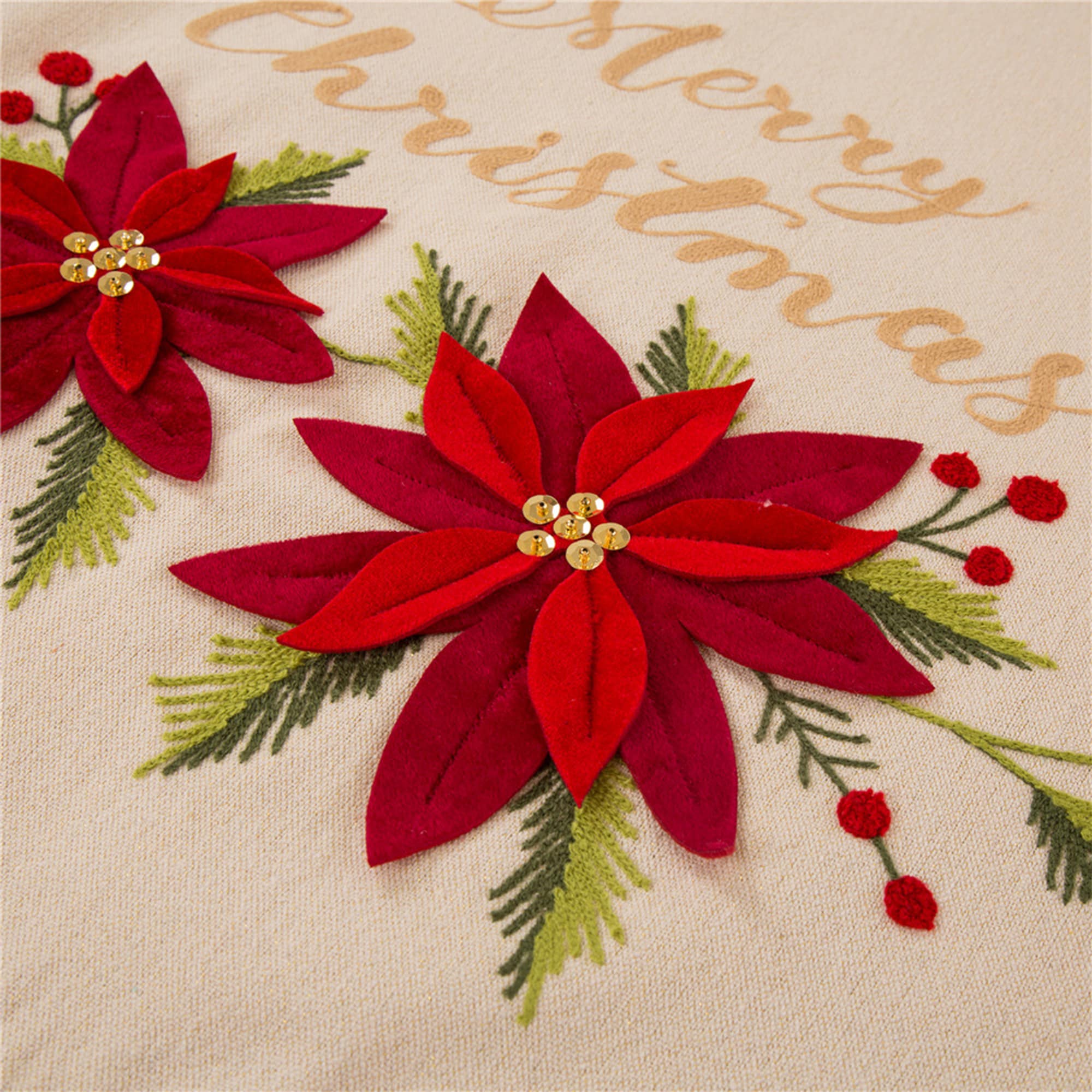 Glitzhome 48-Inch Traditional Poinsettia Christmas Tree Skirt ...