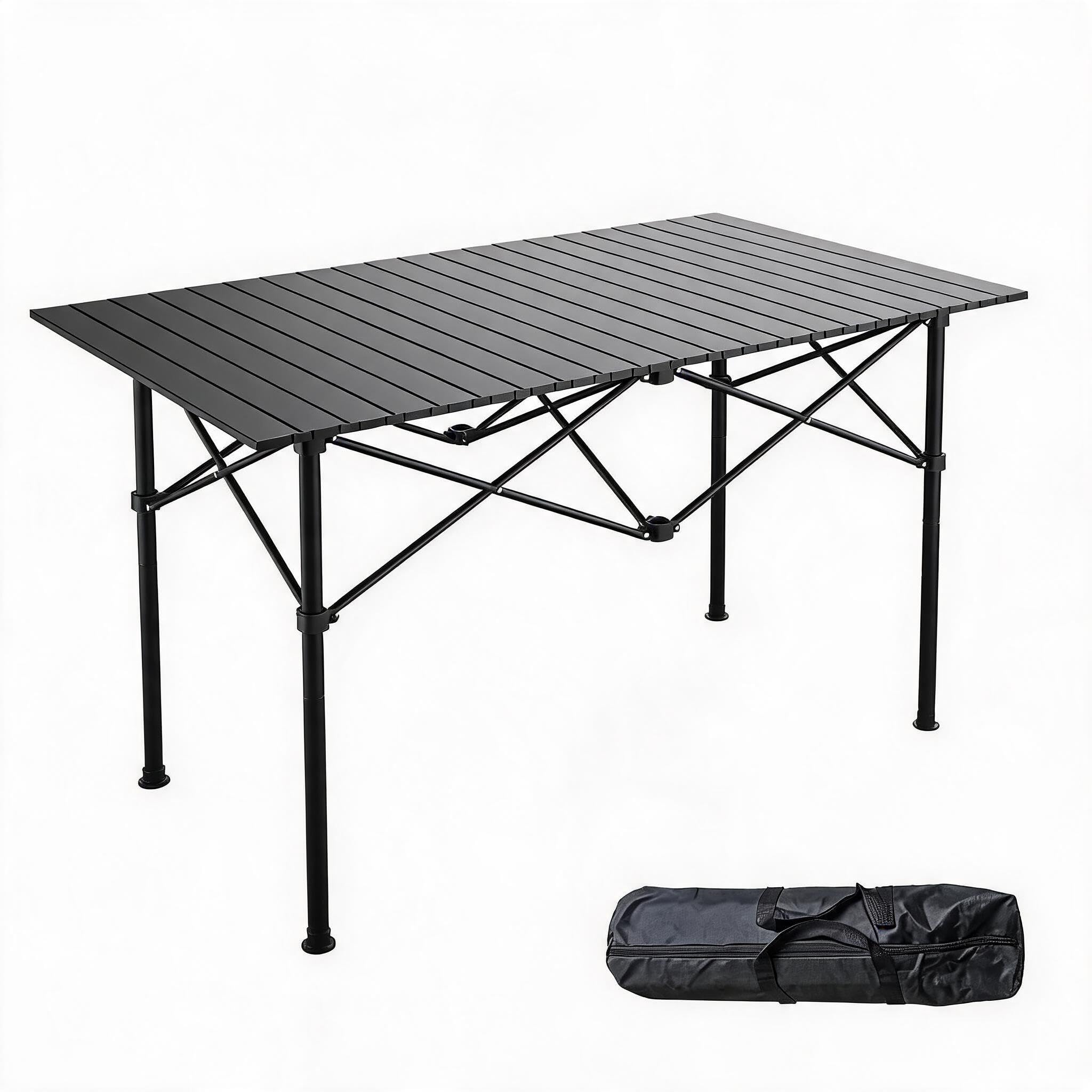 Garvee - Lightweight Aluminum Roll Up Camping Table with Carry Bag Portable Folding Outdoor Table...