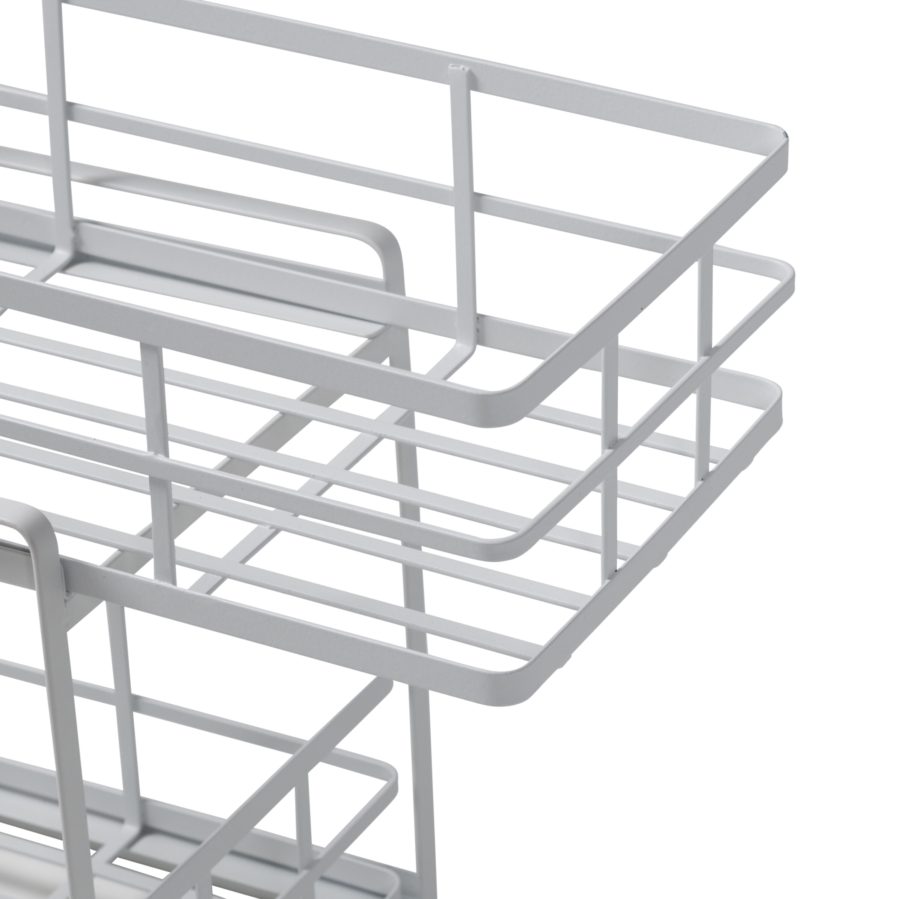 White Steel 2-Tier Sliding Basket Organizer