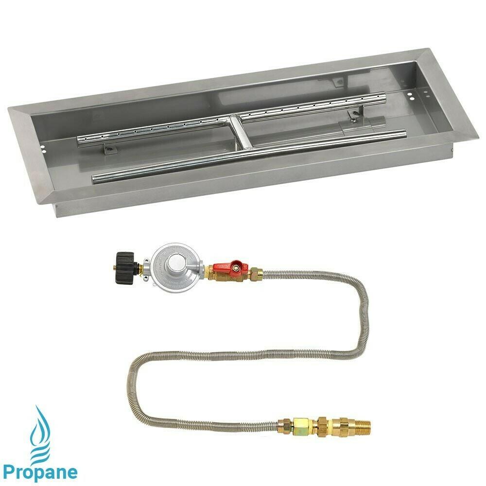  AMFGS1177 American Fireglass SS-AFPPMKIT-P-24 24 x 8 in. Rectangular Drop-in Pan with Match Light Kit- Propane