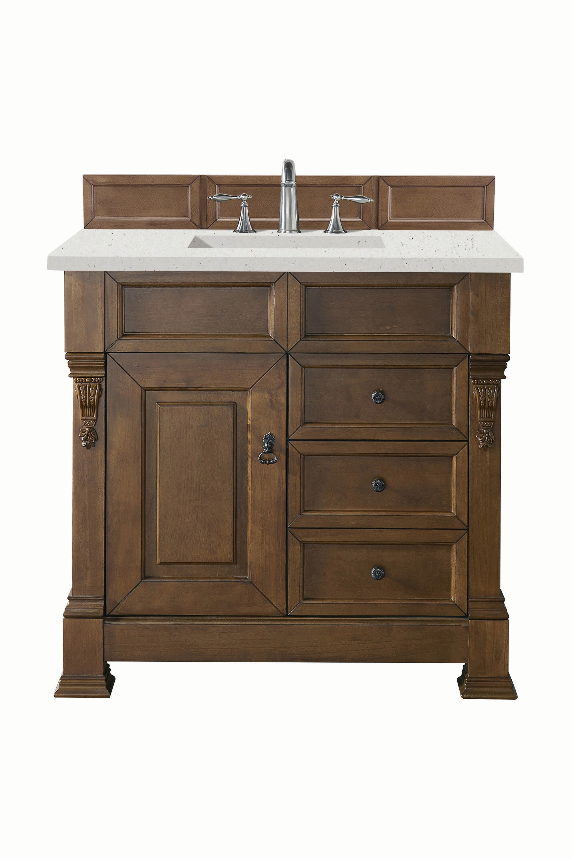 James Martin Vanities 147-114-5576-3LDL Brookfield 36-in Country Oak Undermount Single Sink Bathroom Vanity with Lime Delight Quartz Top
