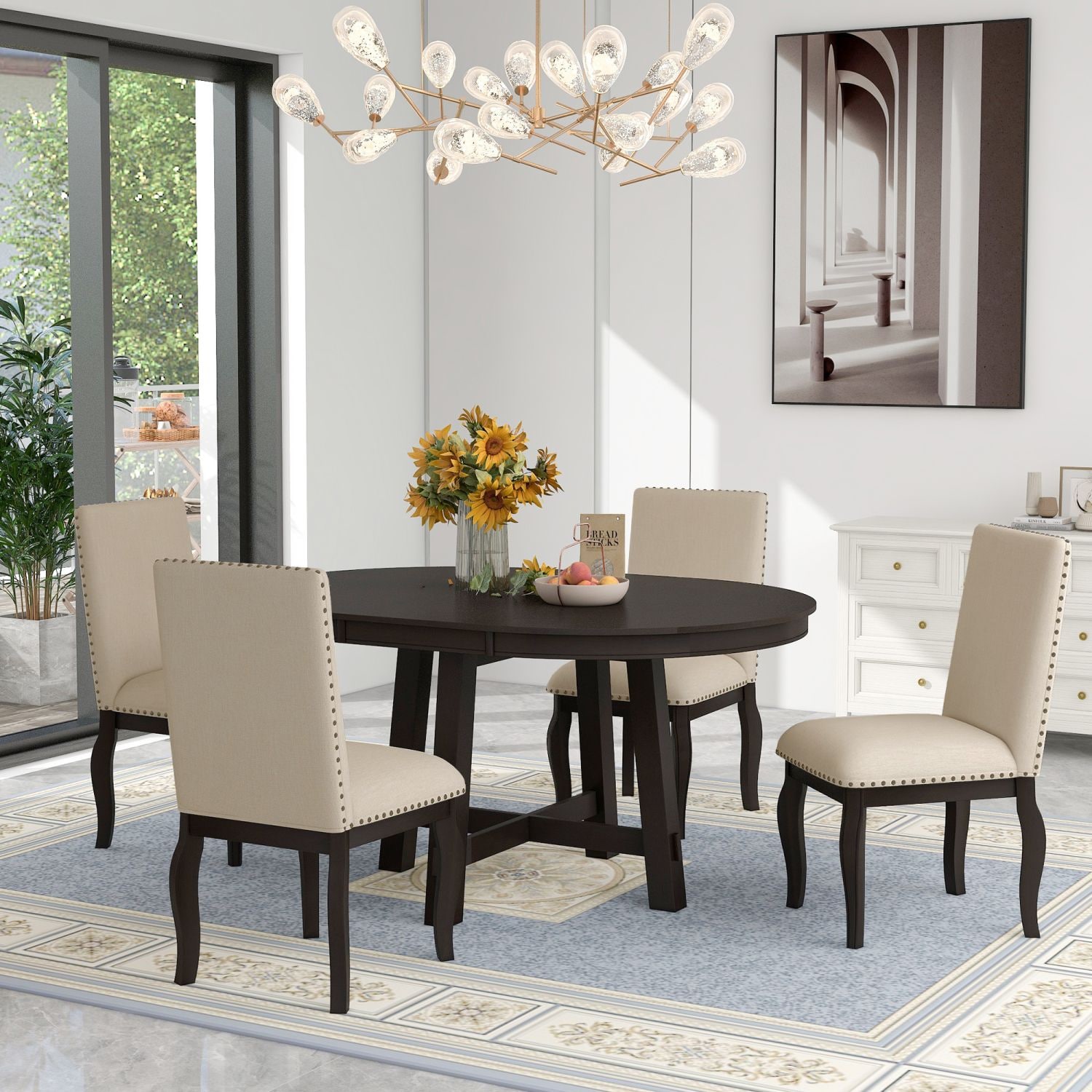 JASMODER ST000074AAP Espresso Contemporary/Modern Dining Room Set with Rectangular Table ( Seats 4 )