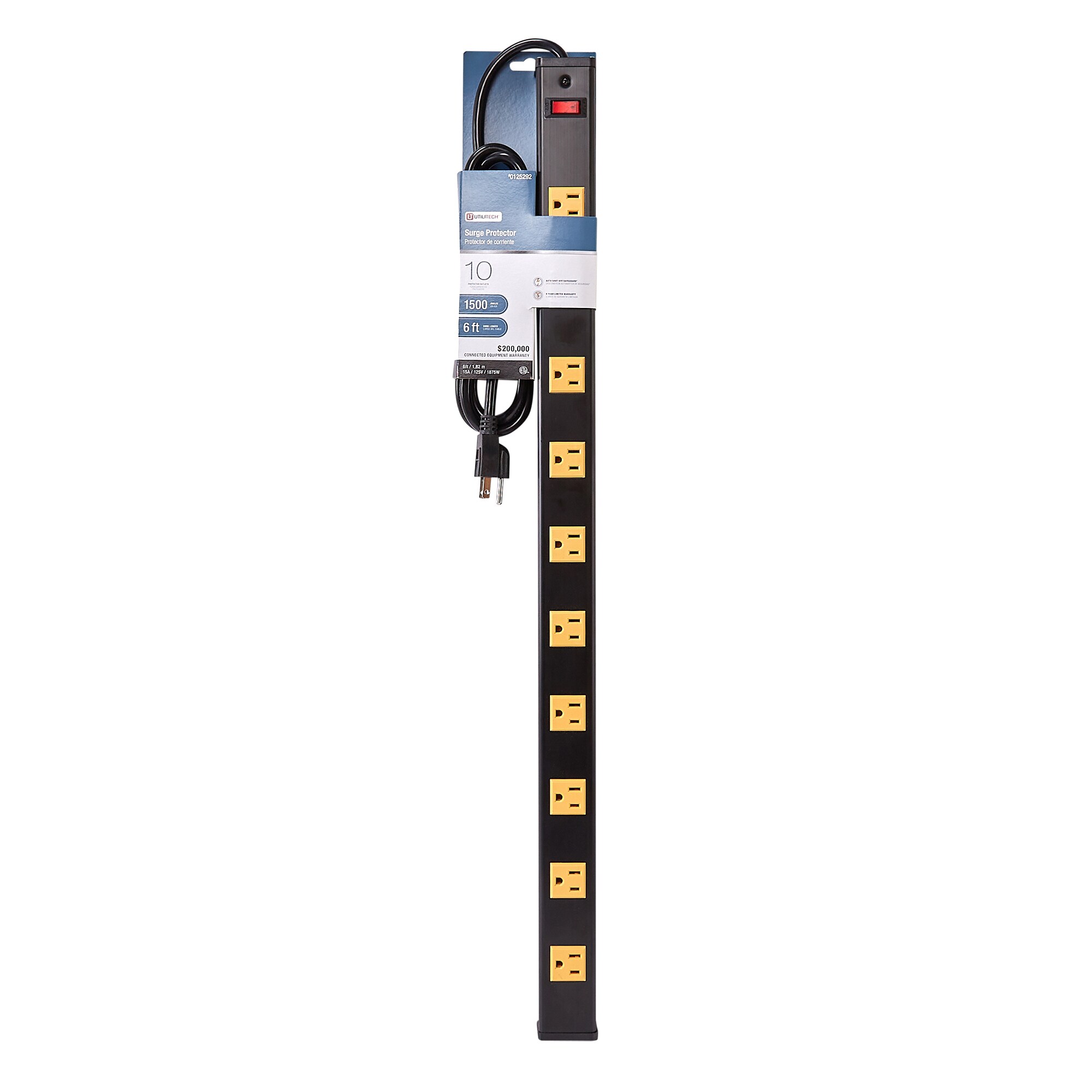 Utilitech 6-ft 10-Outlet Indoor Black Power Strip