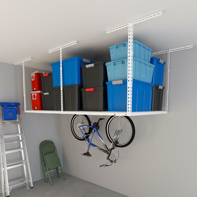 Black Steel Overhead Garage Storage, Fleximounts 4×8 Overhead Garage Storage Rack Installation